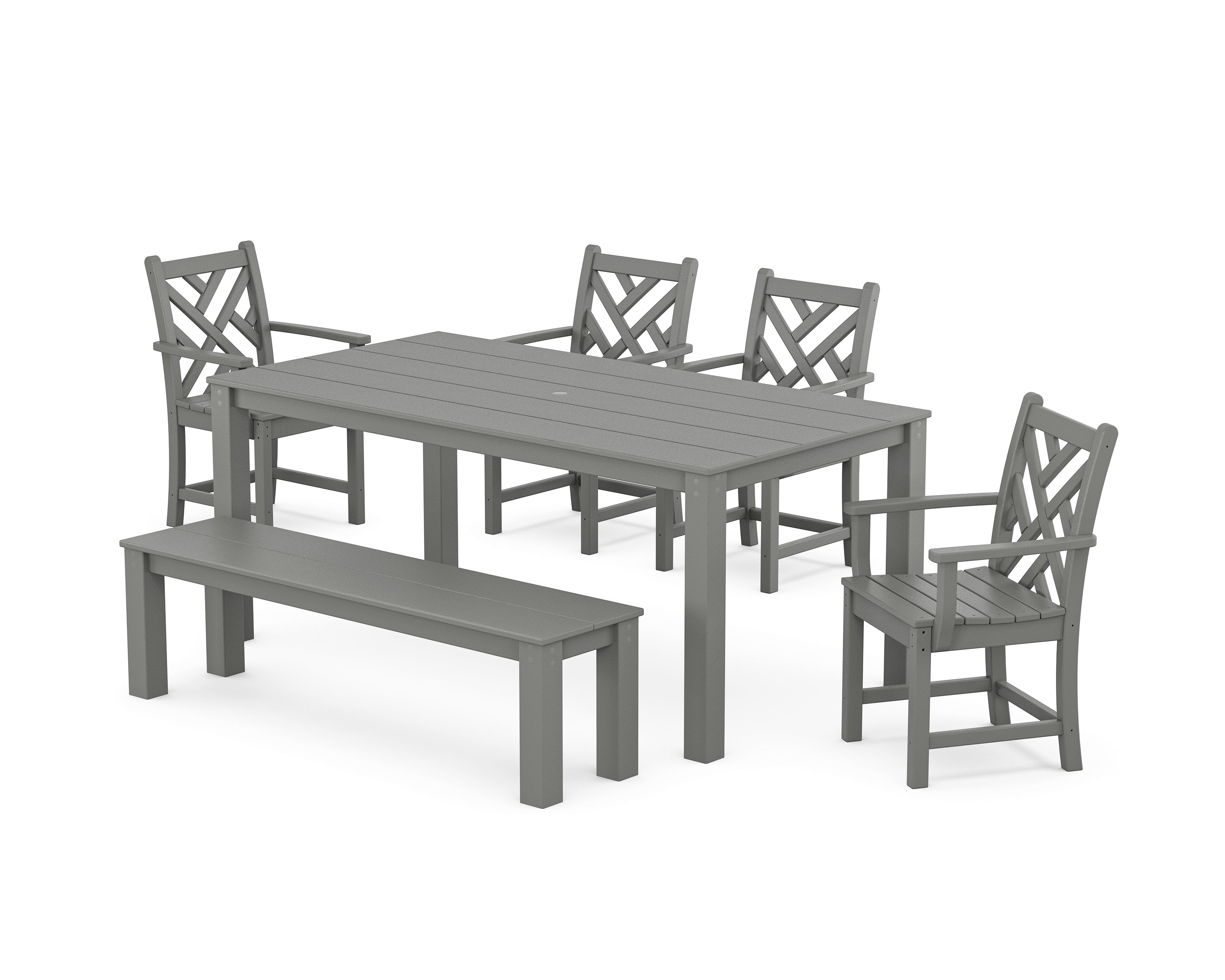 POLYWOOD® Chippendale 6-Piece Parsons Dining Set with Bench in Slate Grey