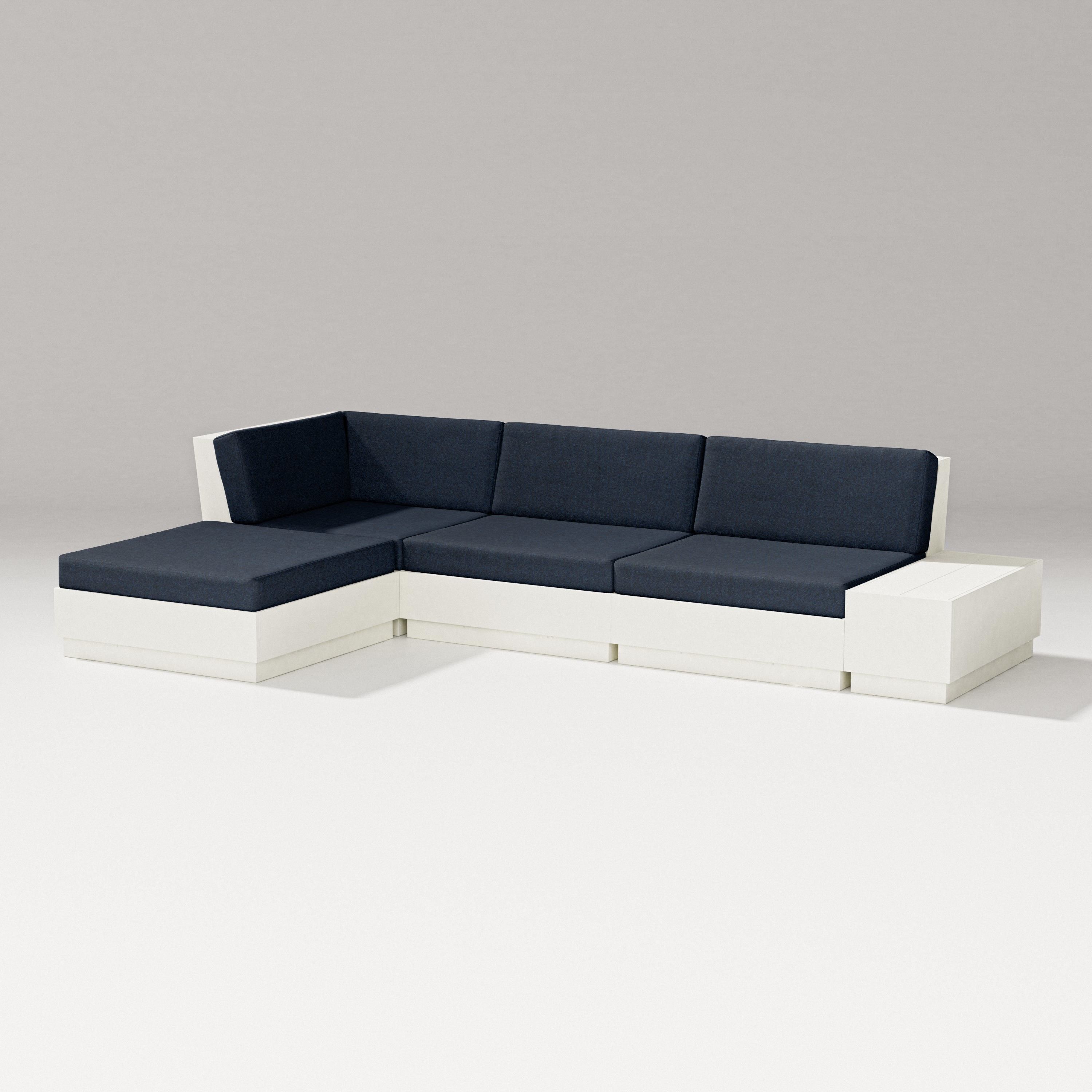 PW Designer Series Elevate Chaise Sectional in Vintage White / Marine Indigo