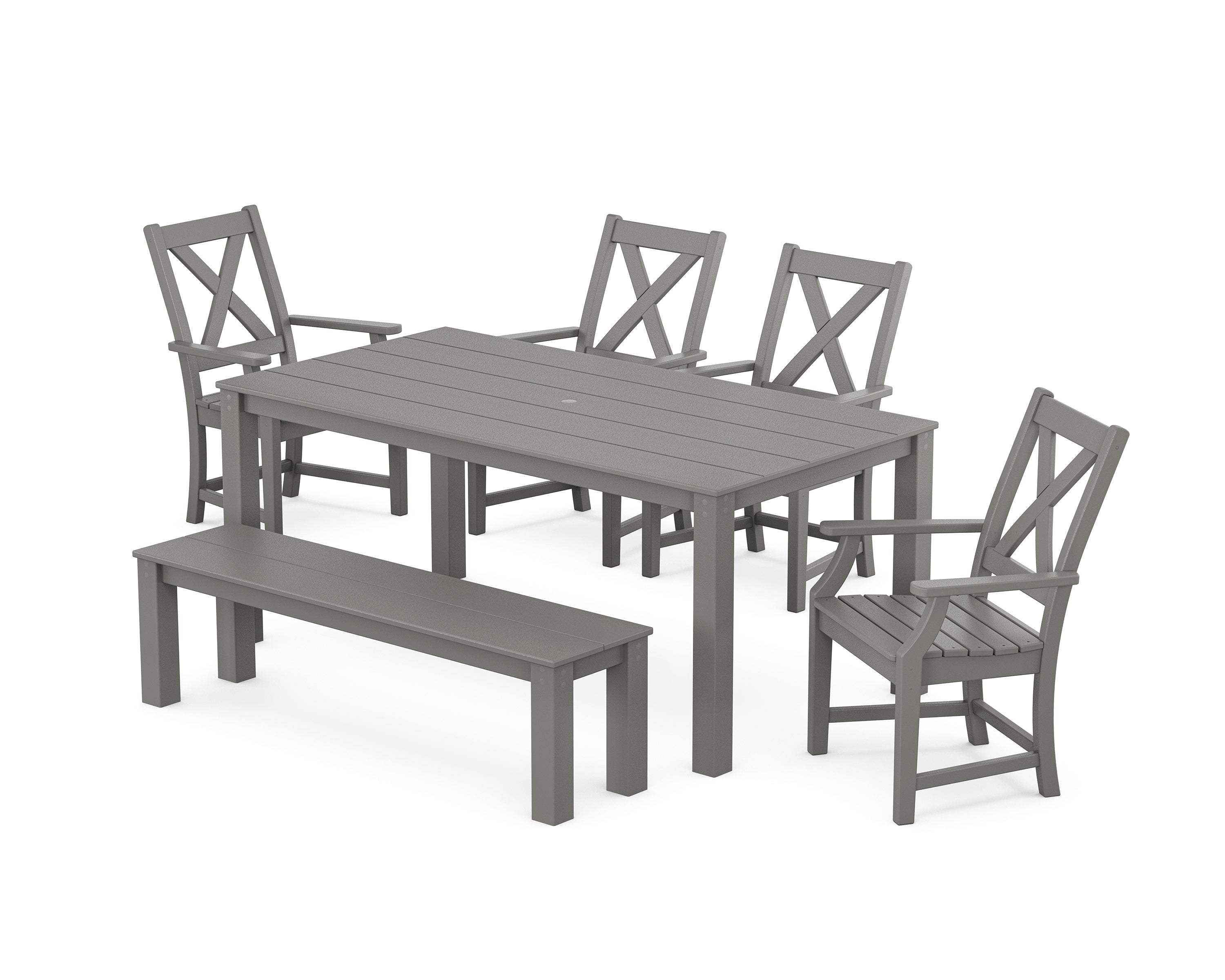 POLYWOOD® Braxton 6-Piece Parsons Dining Set with Bench in Slate Grey