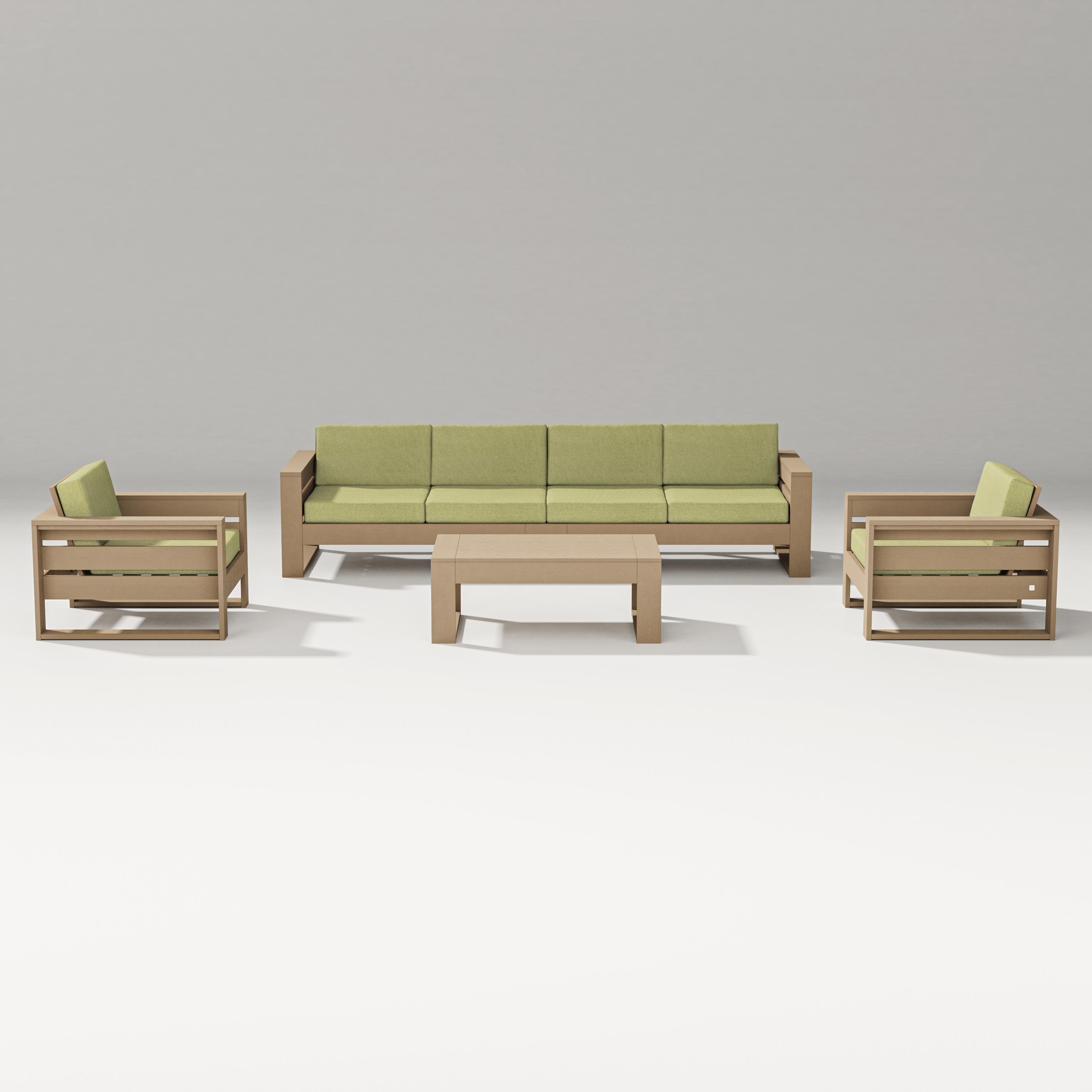 PW Designer Series Latitude 5-Piece Lounge Sofa Set in Vintage Sahara / Chartreuse Boucle