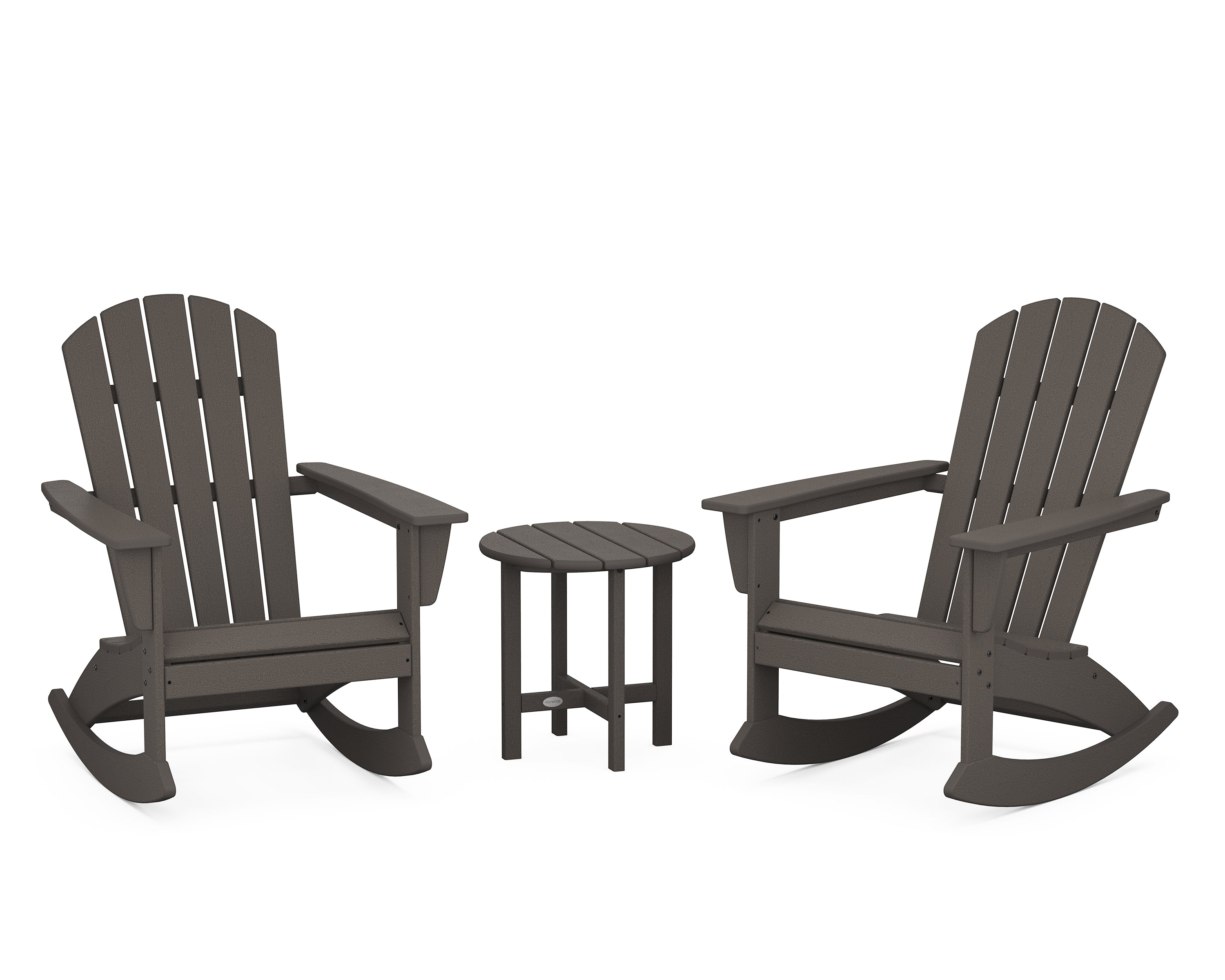 POLYWOOD® Nautical 3-Piece Adirondack Rocking Chair Set in Vintage Coffee