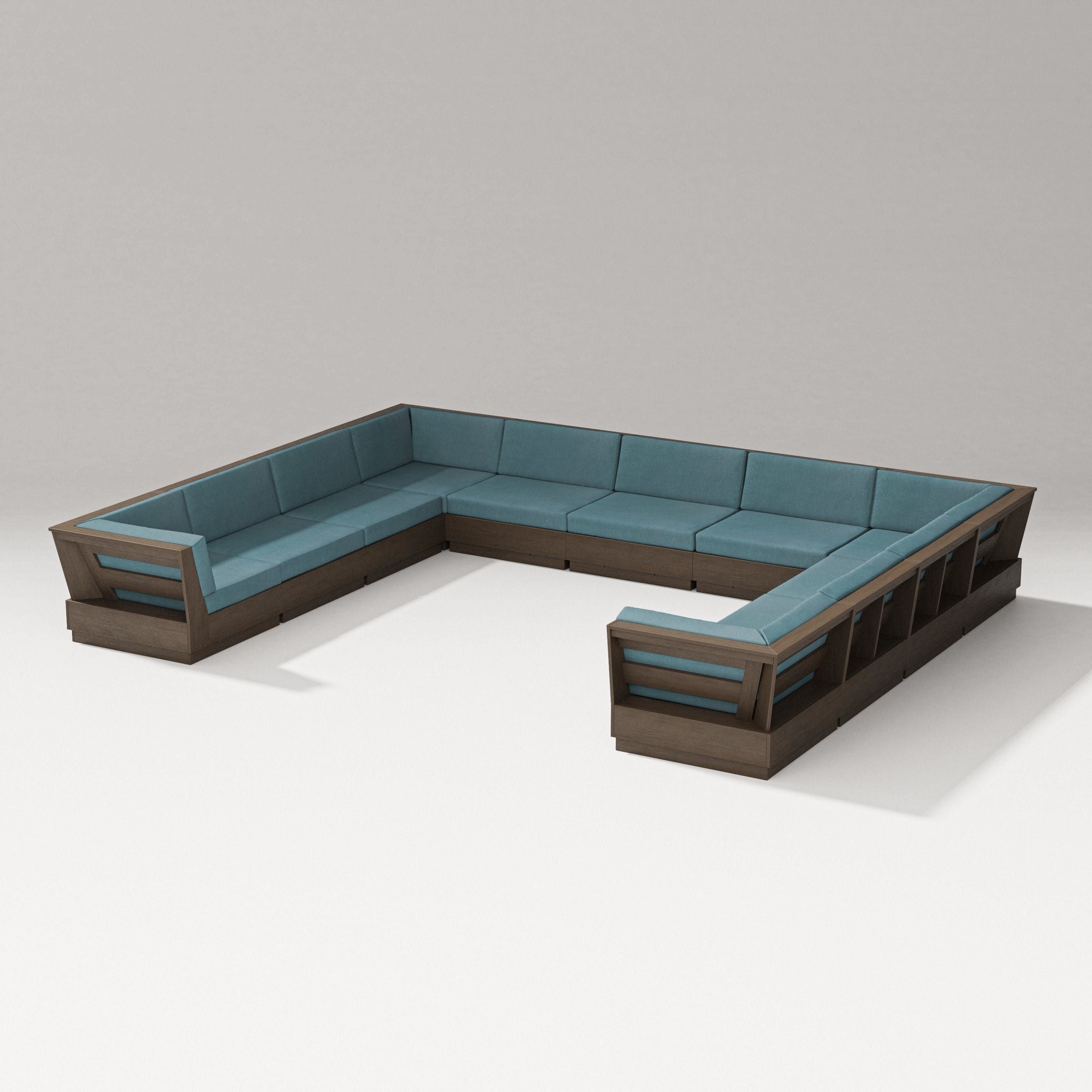 PW Designer Series Elevate Large U-Shaped Sectional in Kona / Ocean Teal