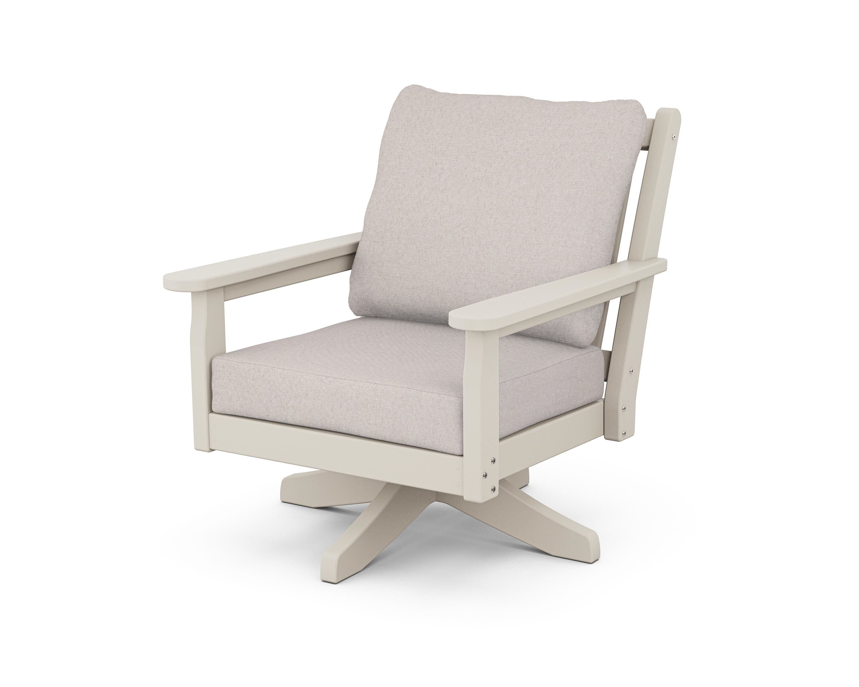 POLYWOOD Chippendale Deep Seating Swivel Chair in Sand / Dune Burlap