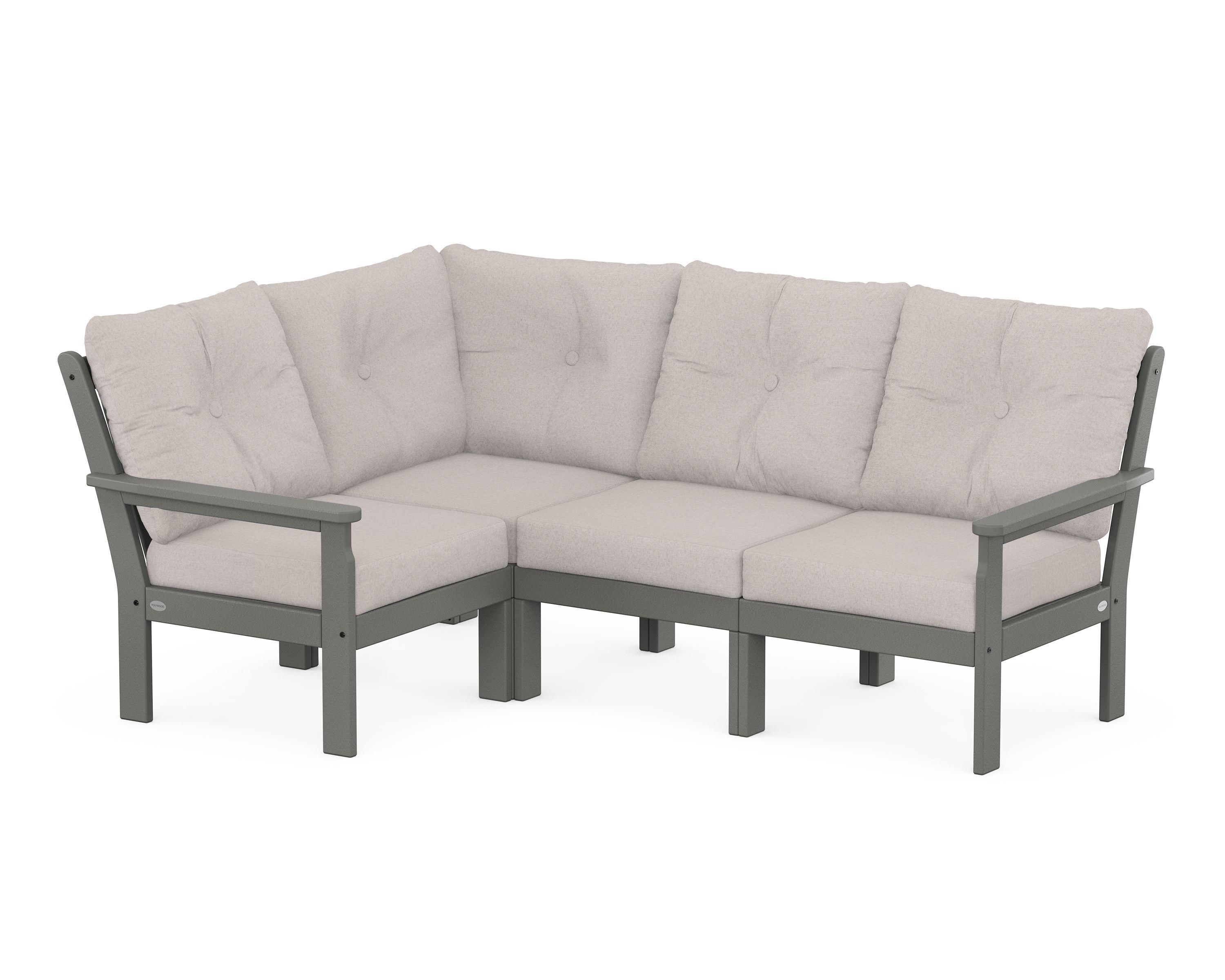 POLYWOOD Vineyard 4-Piece Sectional in Slate Grey / Dune Burlap