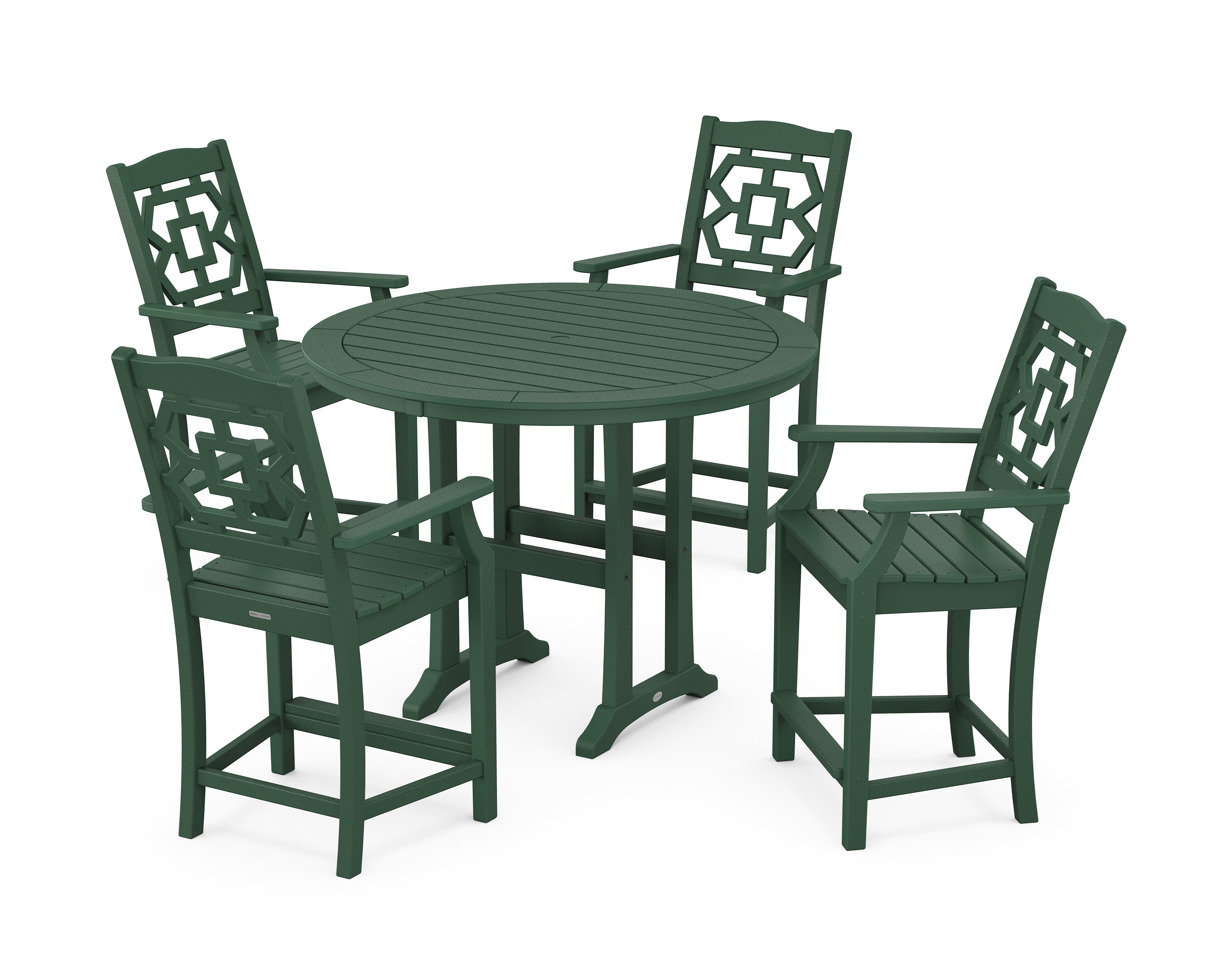 Martha Stewart by POLYWOOD® Chinoiserie 5-Piece Round Counter Set in Green