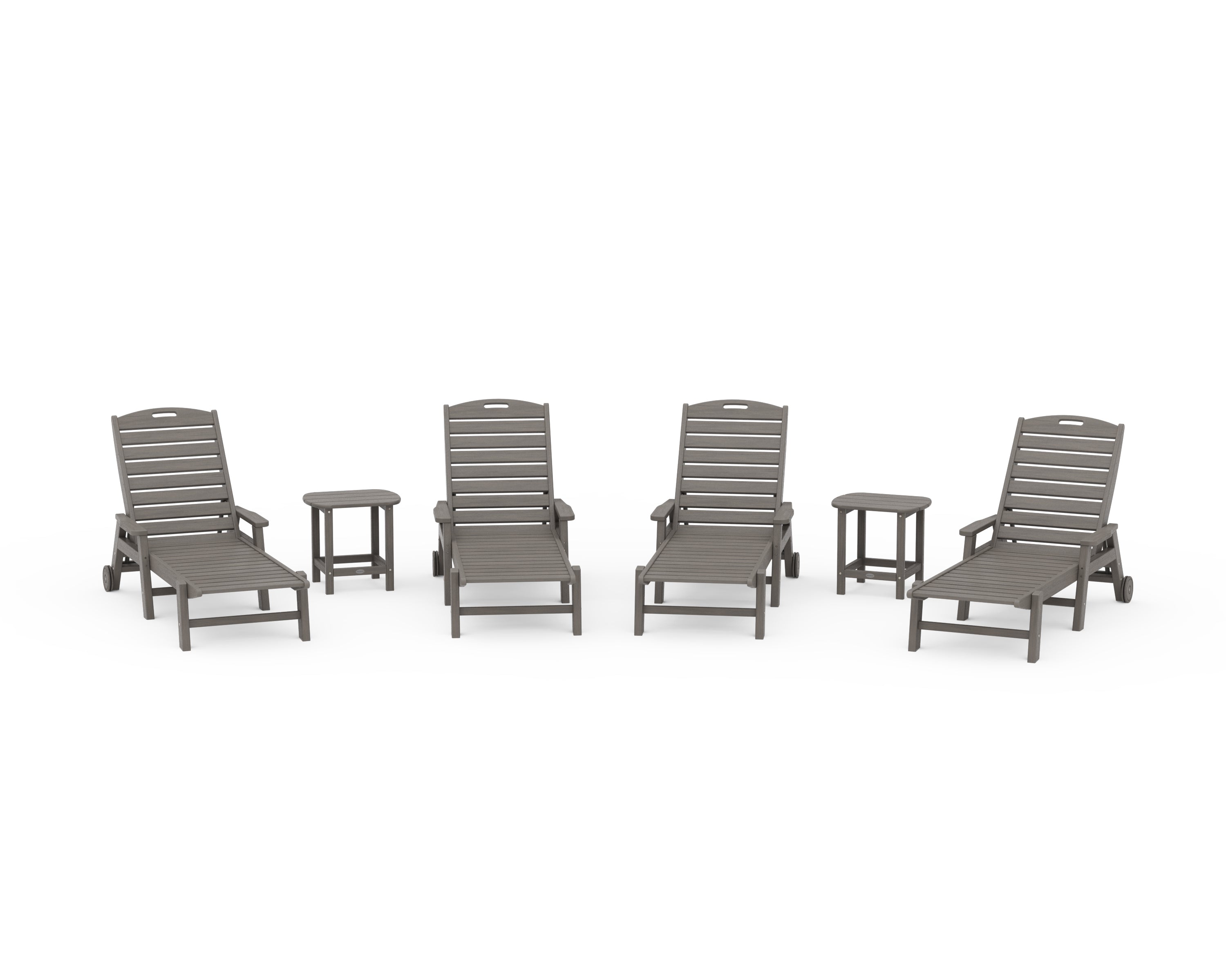 POLYWOOD Nautical Chaise 6-Piece Set with Arms & Wheels in Driftwood