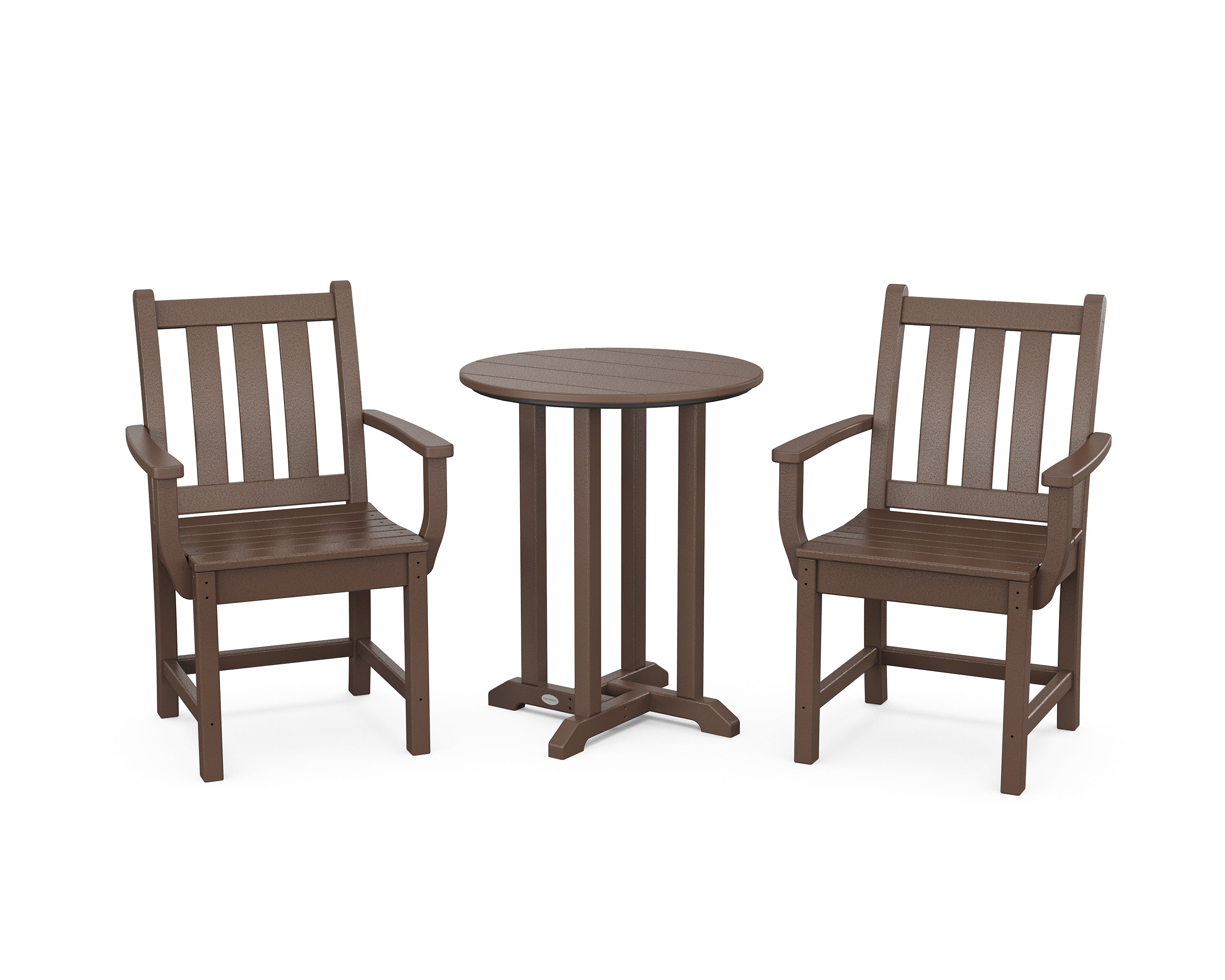 POLYWOOD Traditional Garden 3-Piece Round Bistro Dining Set in Mahogany