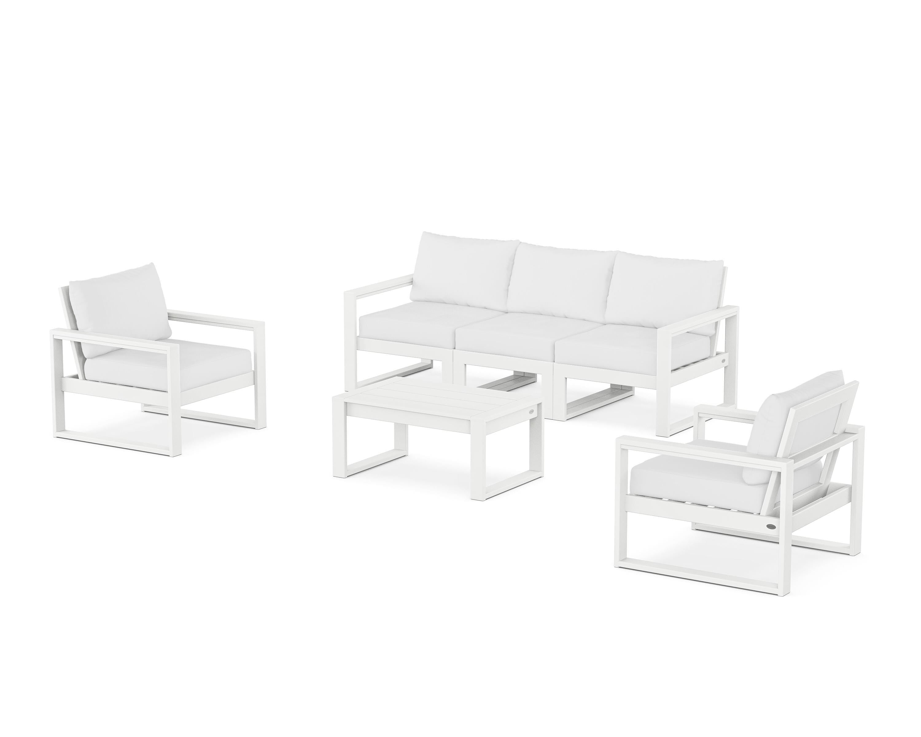 POLYWOOD EDGE Sectional 4-Piece Deep Seating Set with Sofa in White / Natural