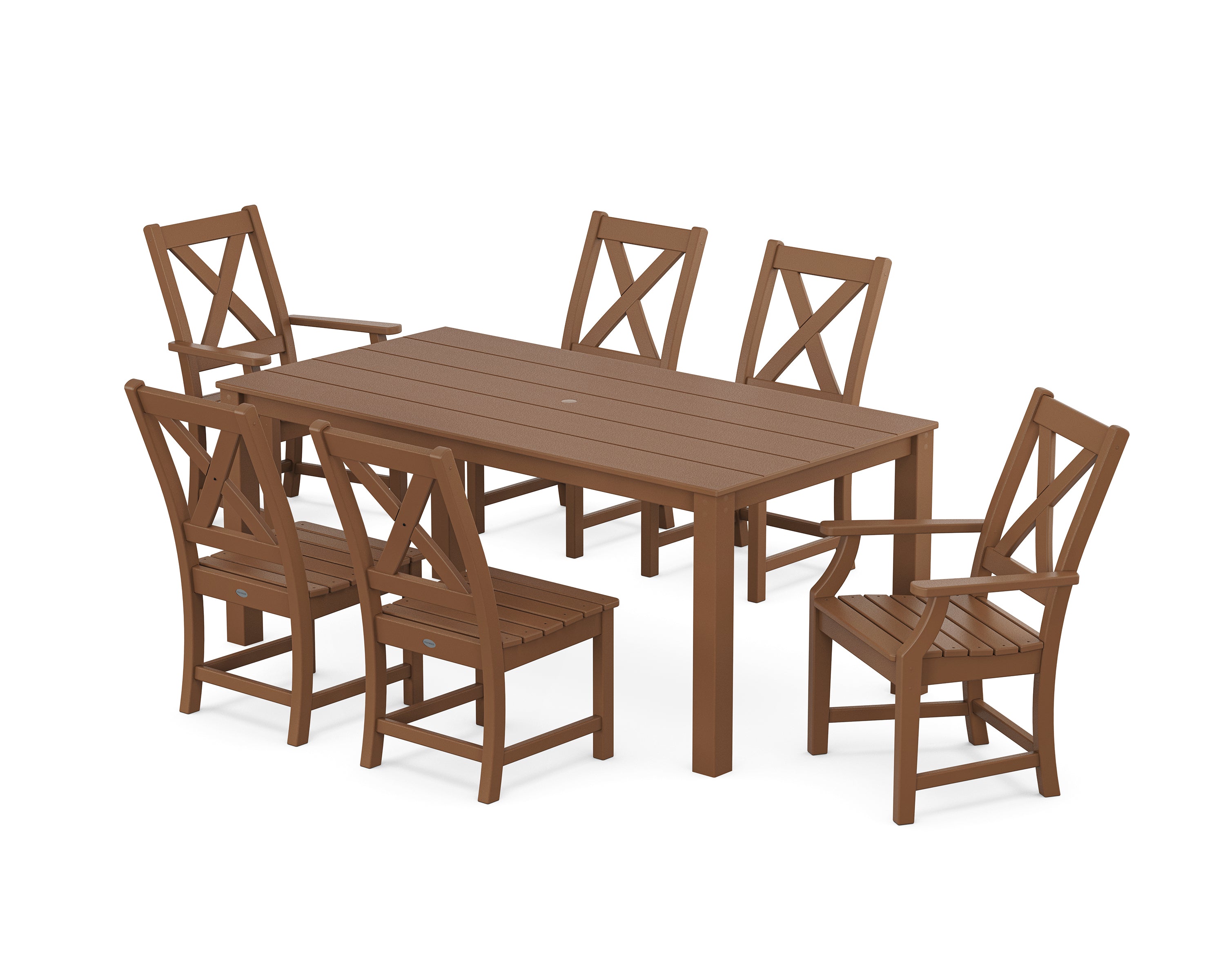 POLYWOOD® Braxton 7-Piece Parsons Dining Set in Teak