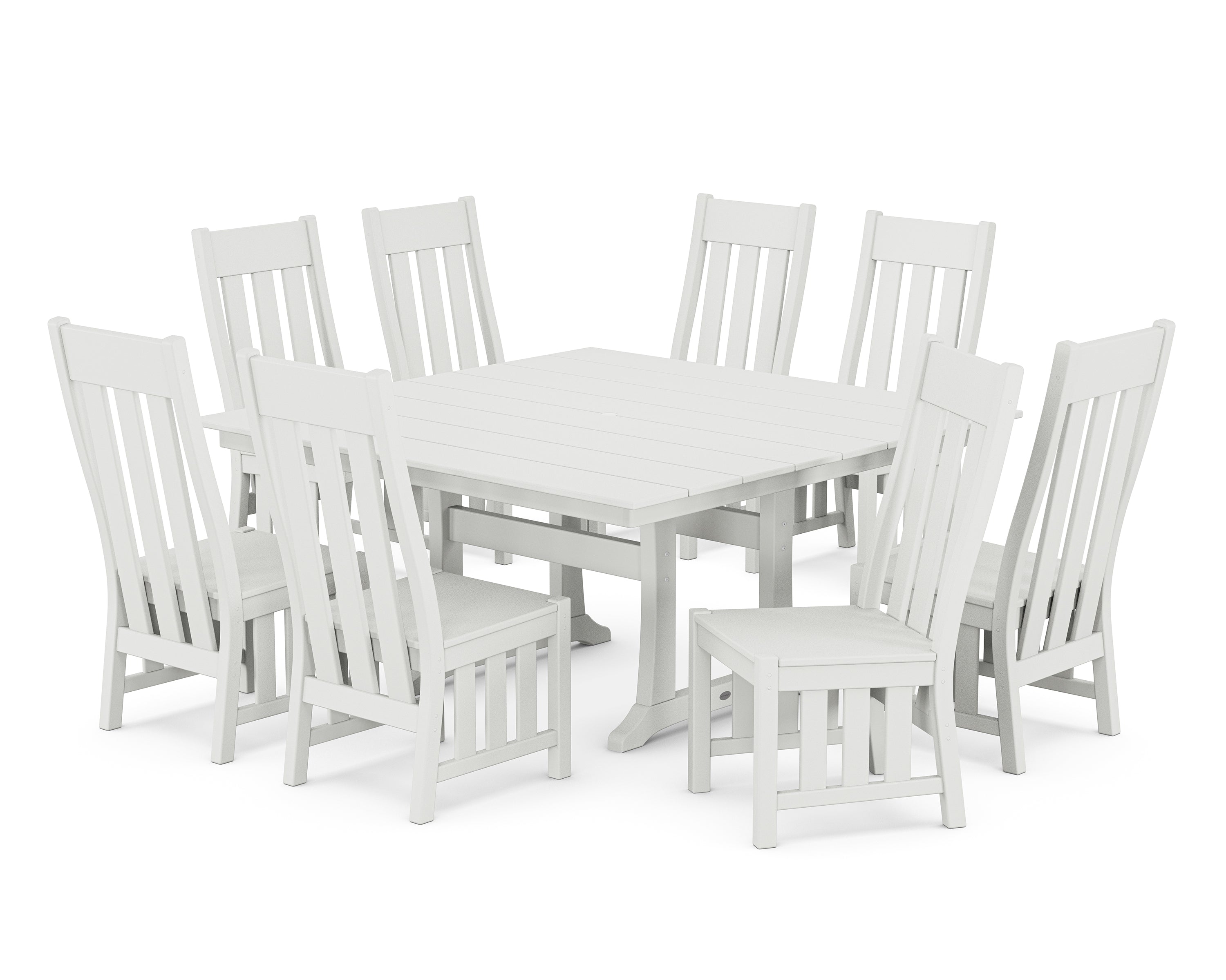 Martha Stewart by POLYWOOD® Acadia Side Chair 9-Piece Square Farmhouse Dining Set with Trestle Legs in White