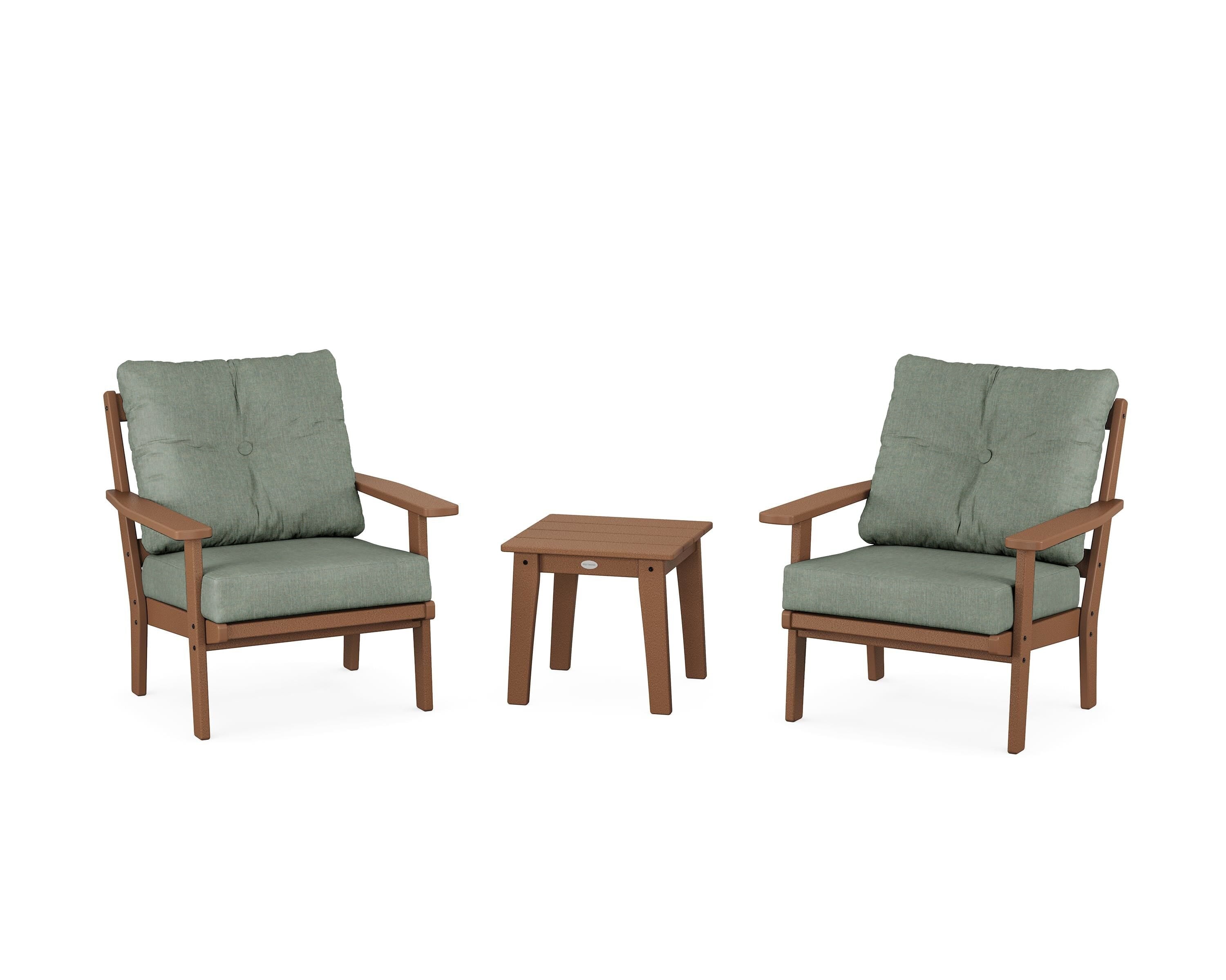 POLYWOOD Oxford 3-Piece Deep Seating Set in Teak / Cast Sage