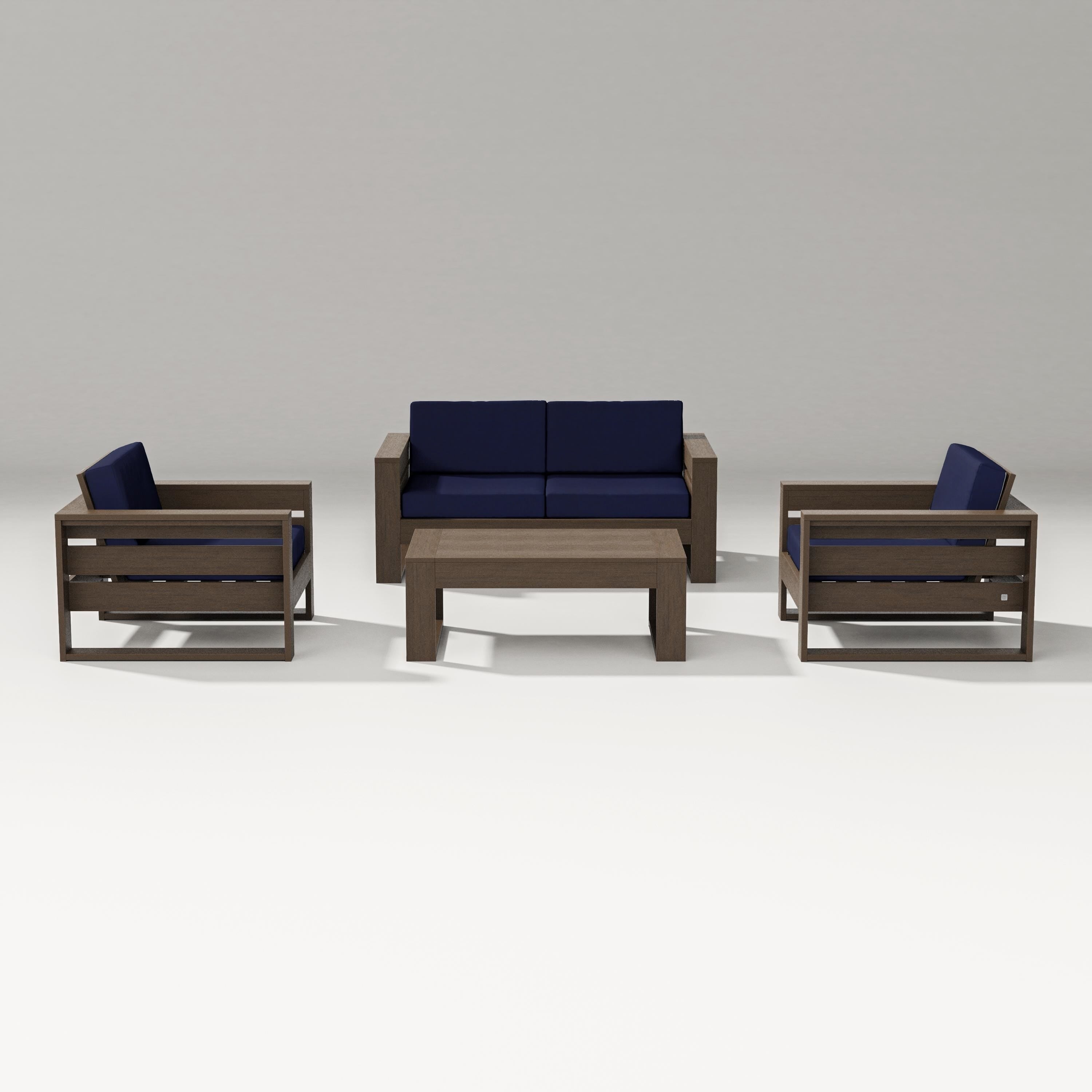 PW Designer Series Latitude 4-Piece Lounge Loveseat Set in Kona / Navy