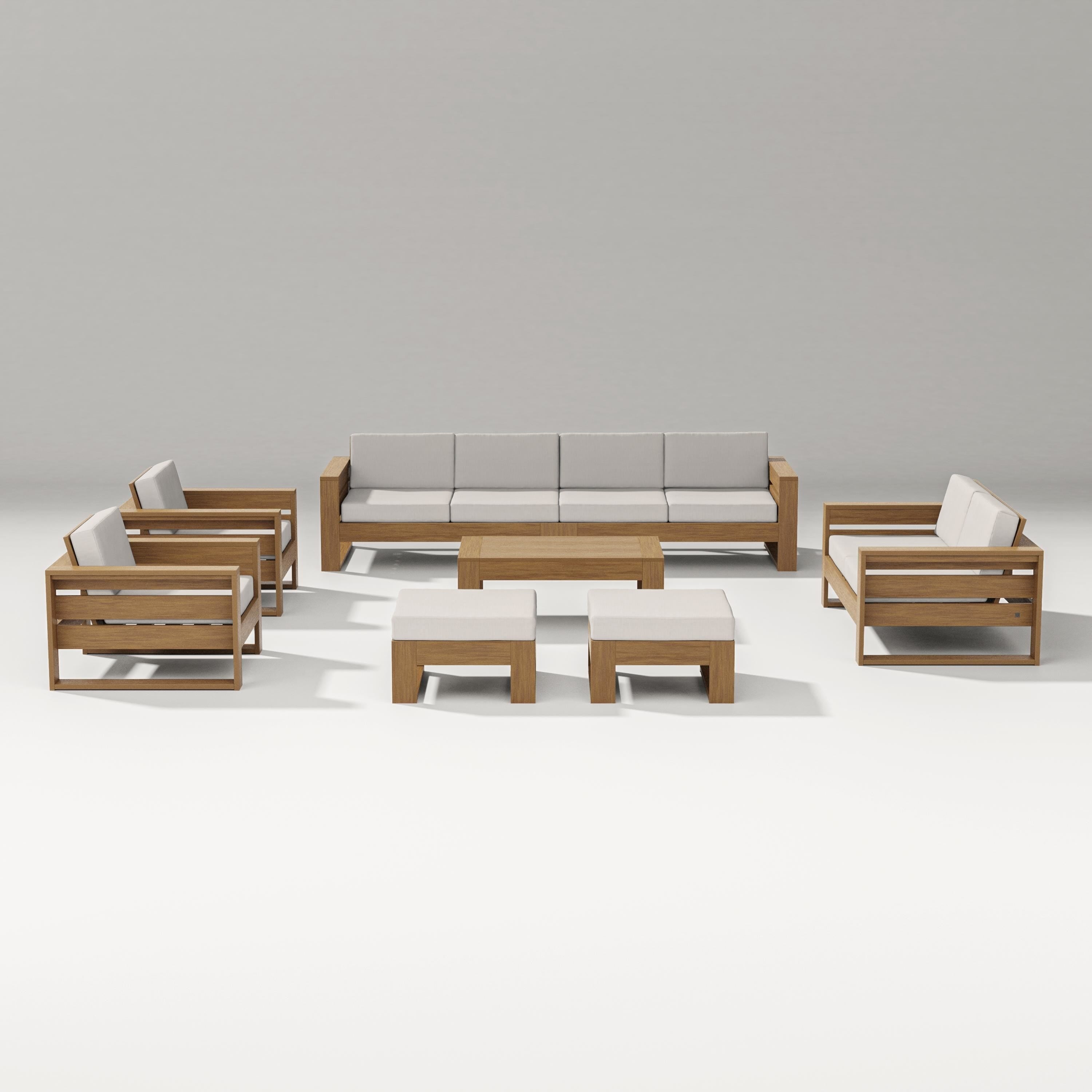 PW Designer Series Latitude 8-Piece Lounge Sofa Set in Natural / Cast Ash