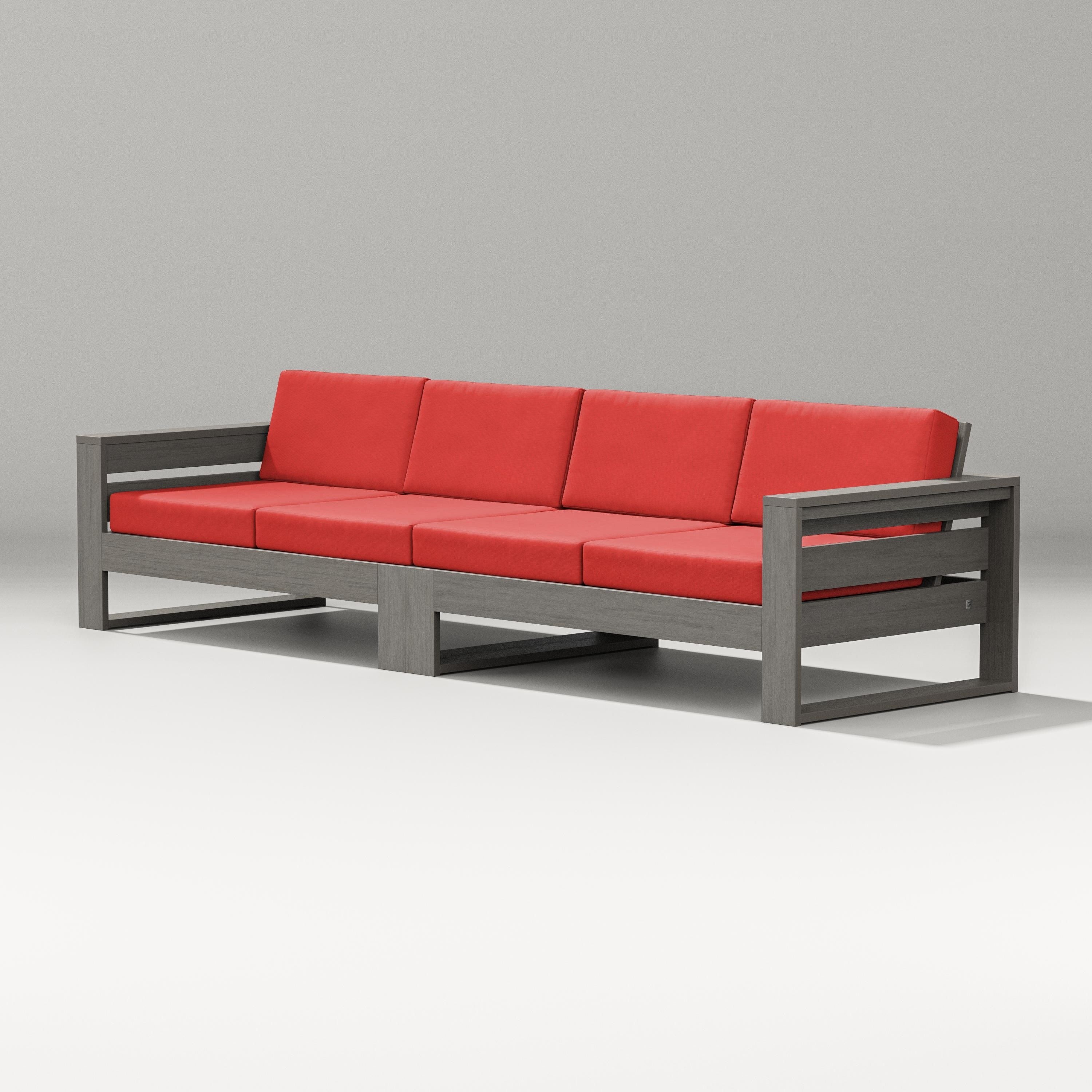 PW Designer Series Latitude Straight Sectional in Driftwood / Crimson Linen