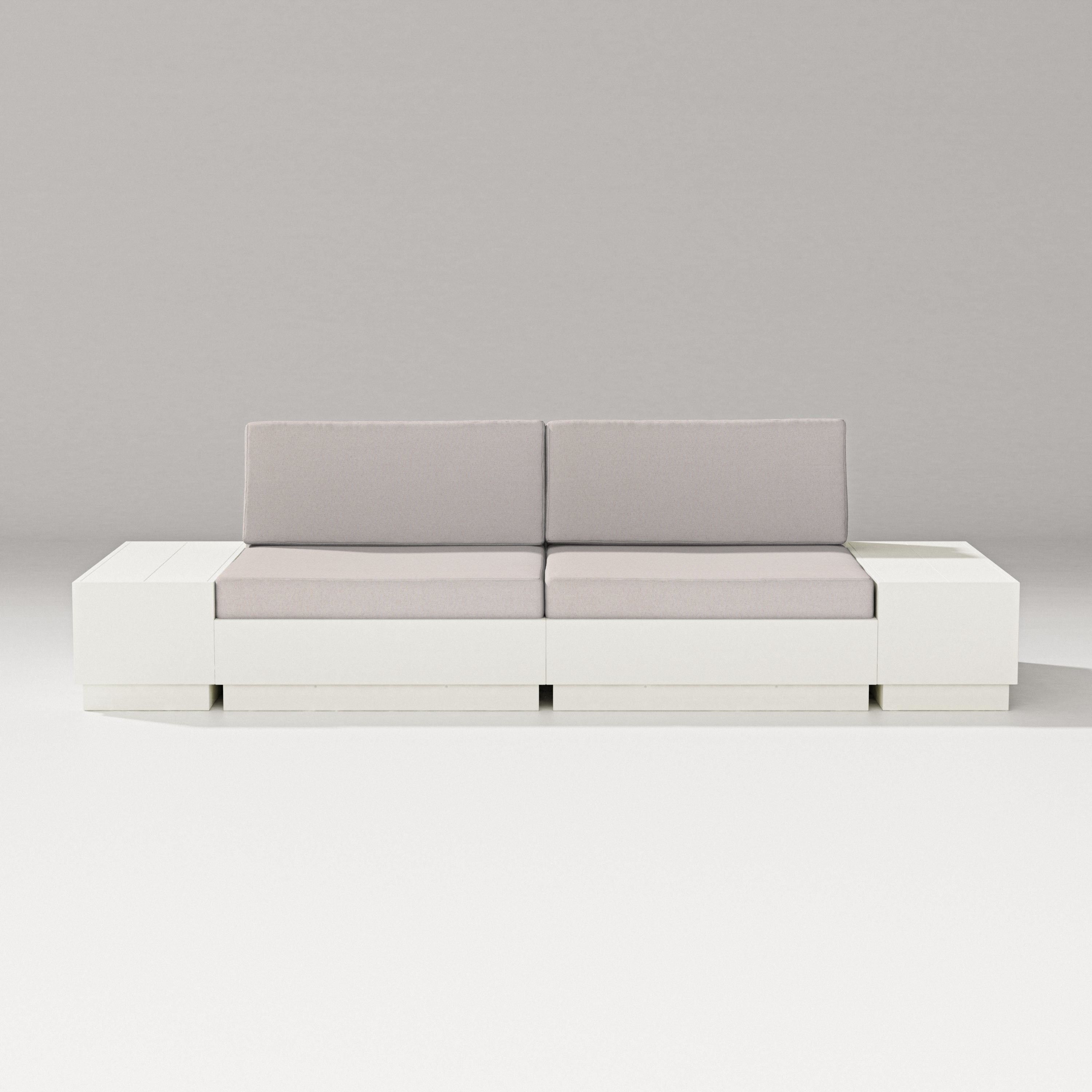 PW Designer Series Elevate 4-Piece Loveseat Sectional in Vintage White / Dune Burlap
