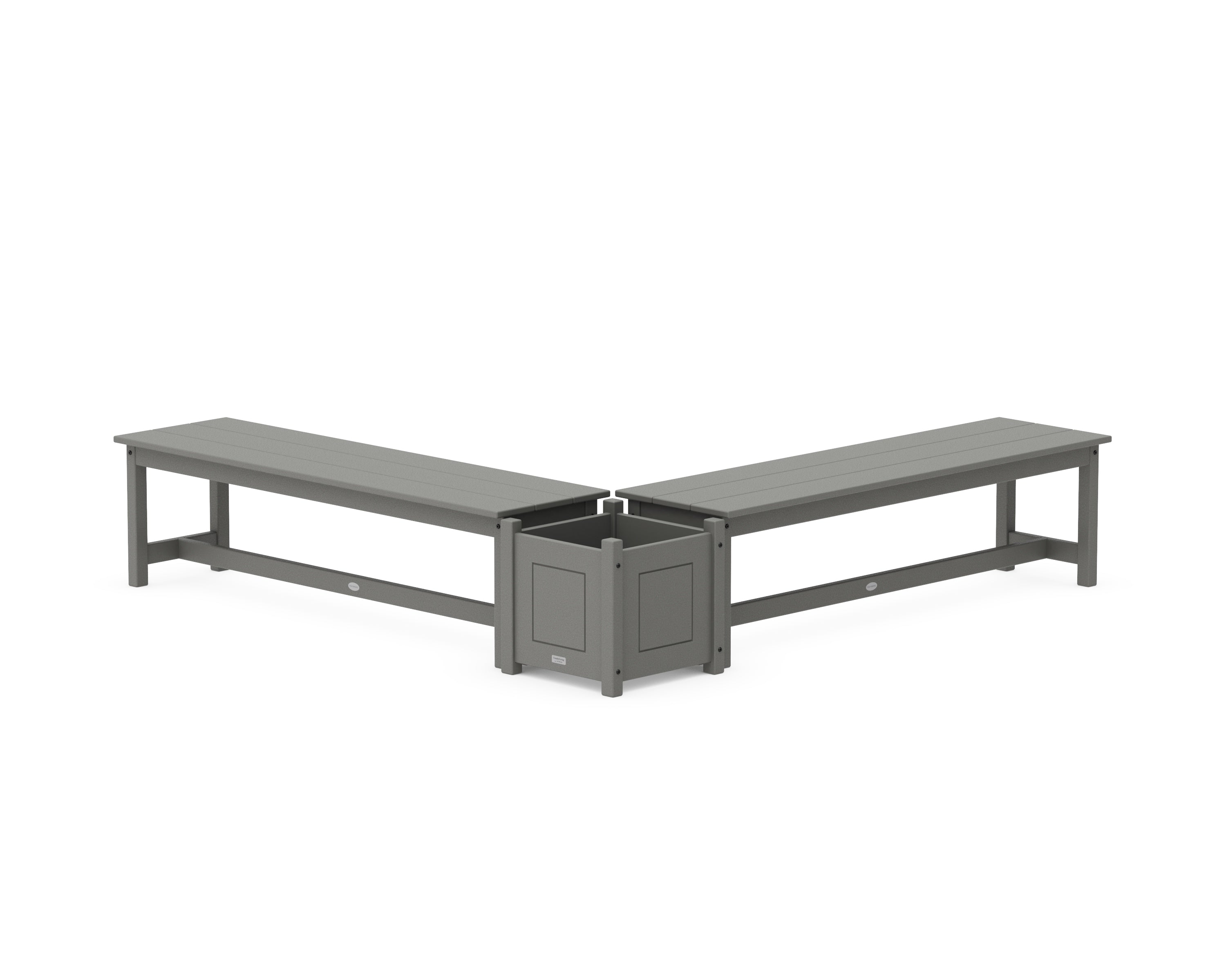Country Living 60" Country Living L- Shaped Planter Bench Set in Slate Grey