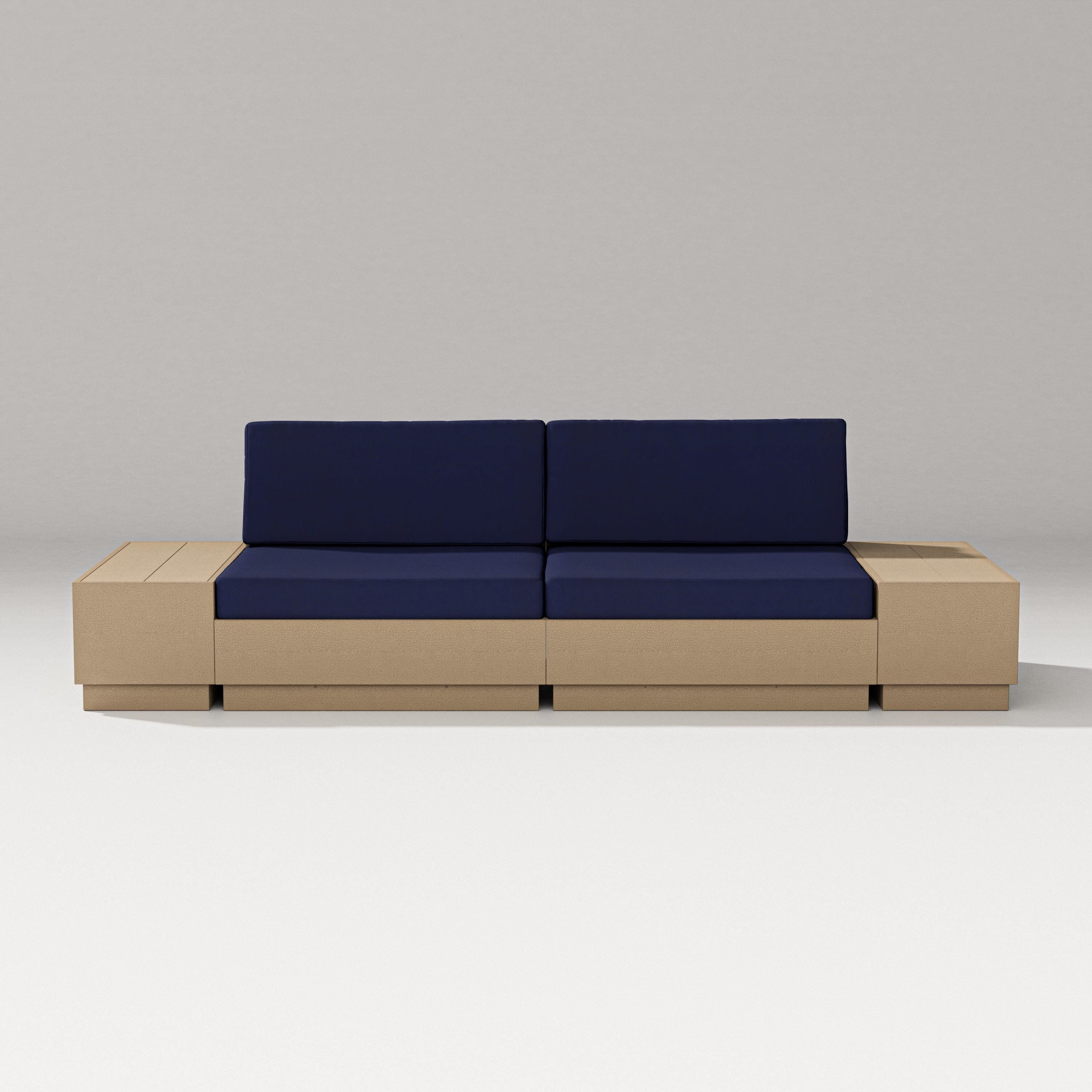 PW Designer Series Elevate 4-Piece Loveseat Sectional in Vintage Sahara / Navy