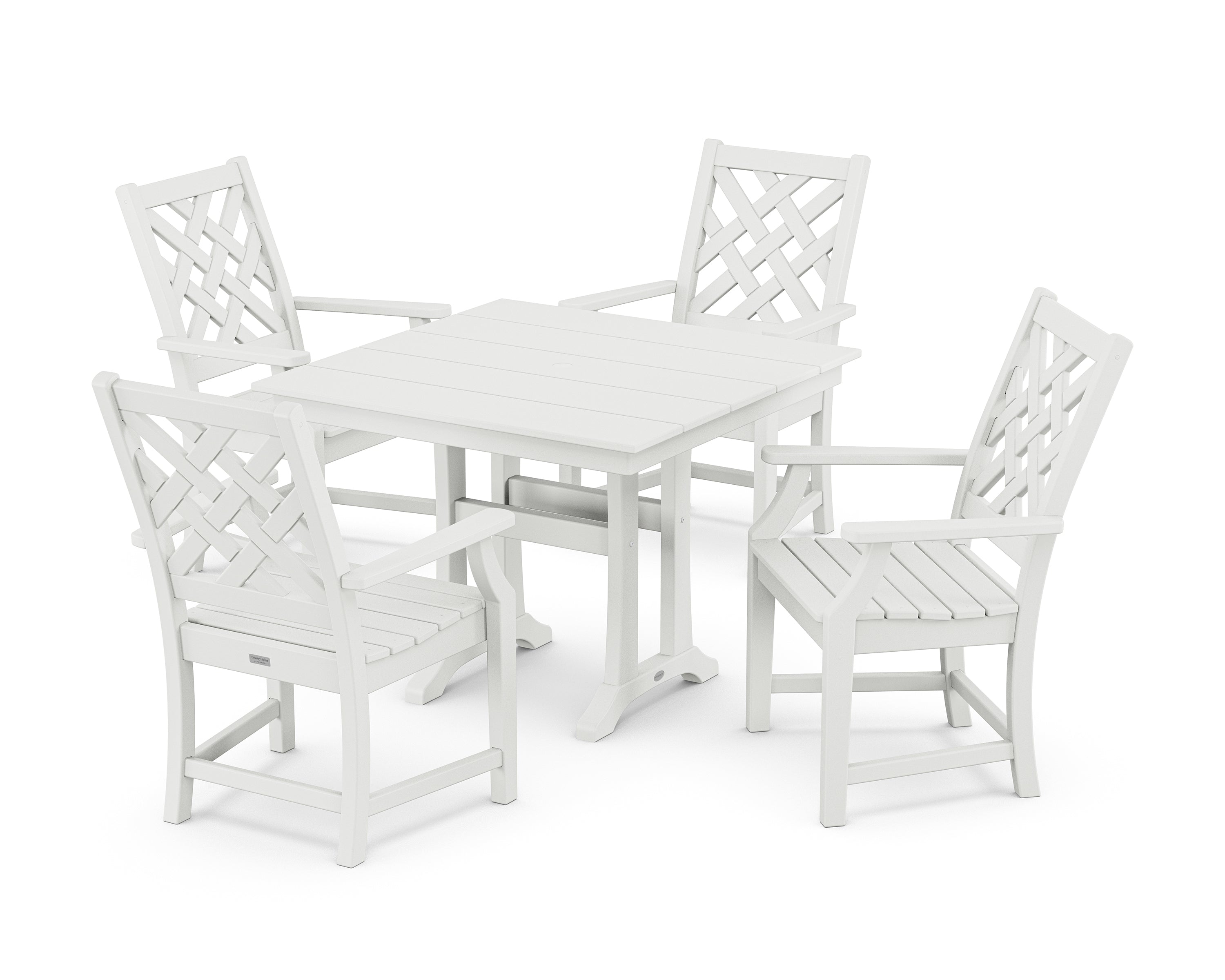 Country Living Wovendale 5-Piece Farmhouse Dining Set with Trestle Legs in White