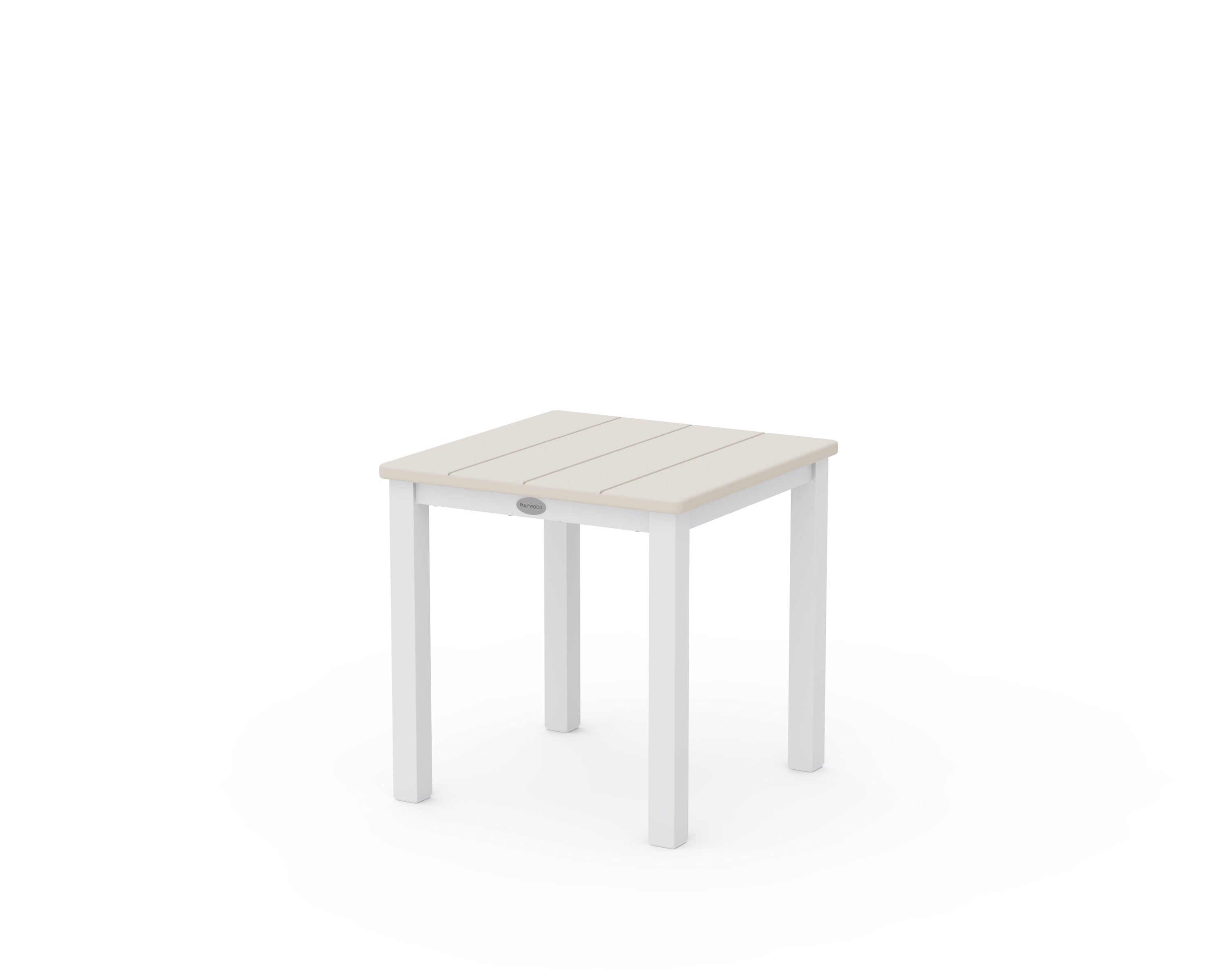 POLYWOOD Main Street 18" Side Table in White / Sand