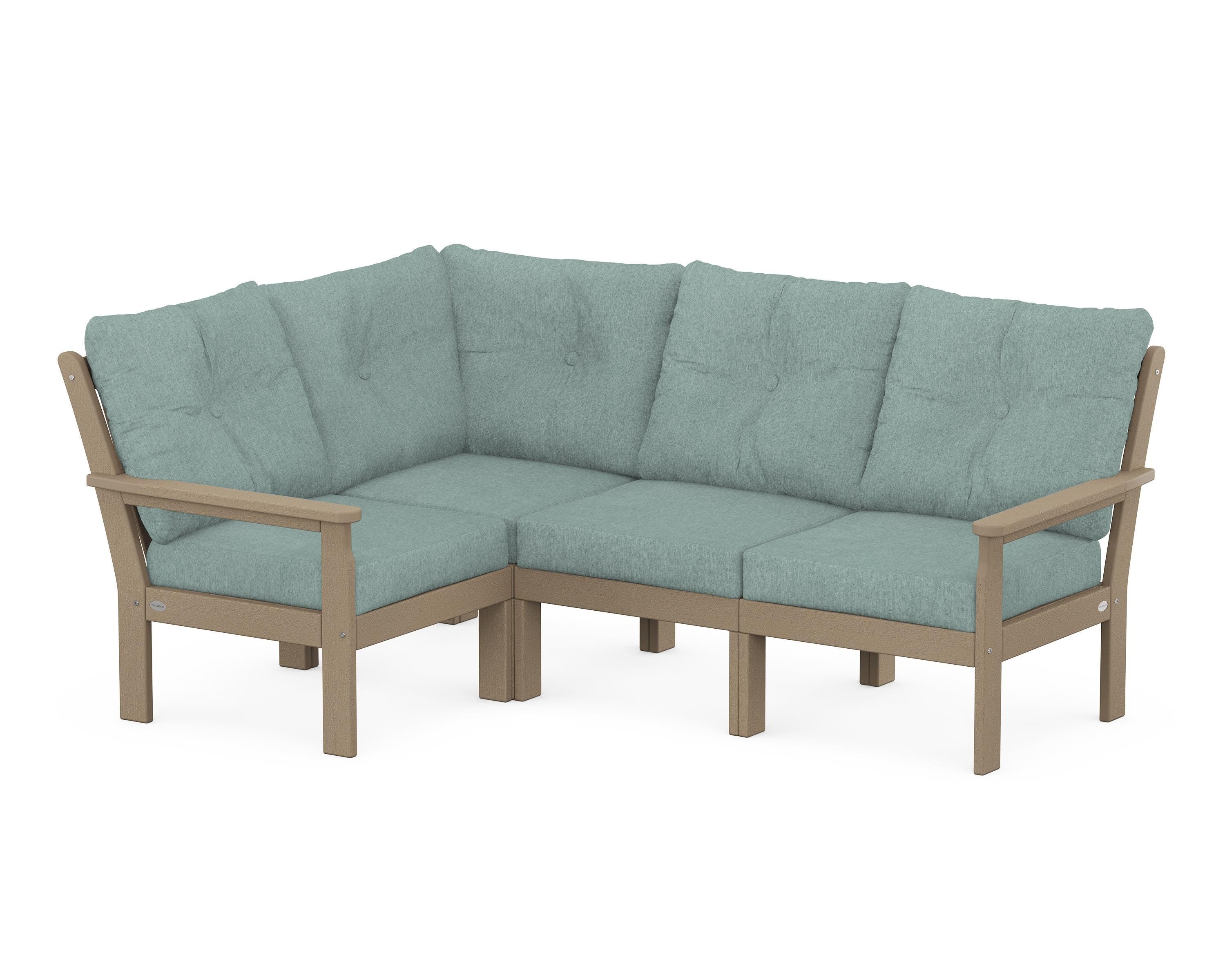 POLYWOOD Vineyard 4-Piece Sectional in Vintage Sahara / Glacier Spa