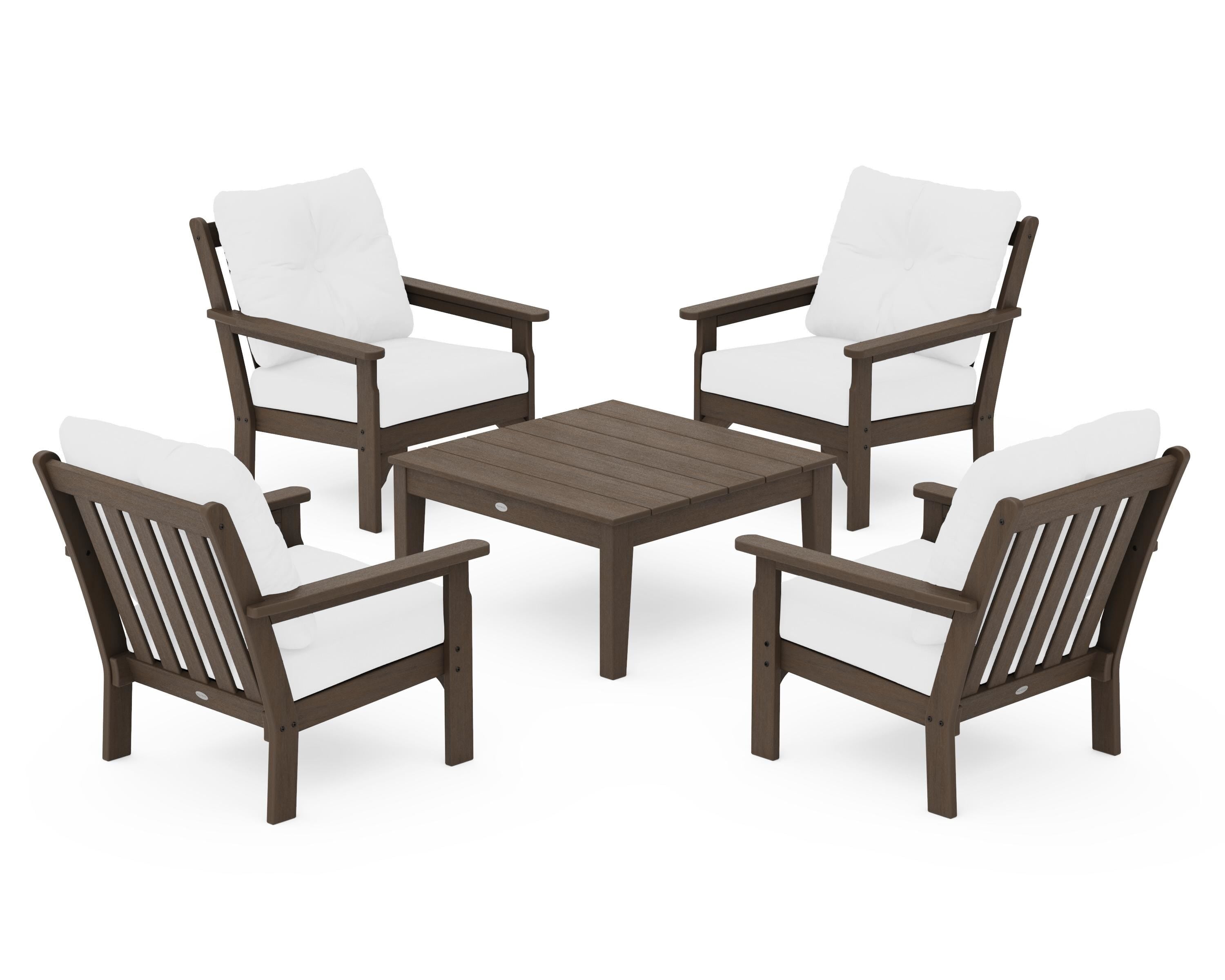 POLYWOOD Vineyard 5-Piece Deep Seating Conversation Set in Kona / Natural