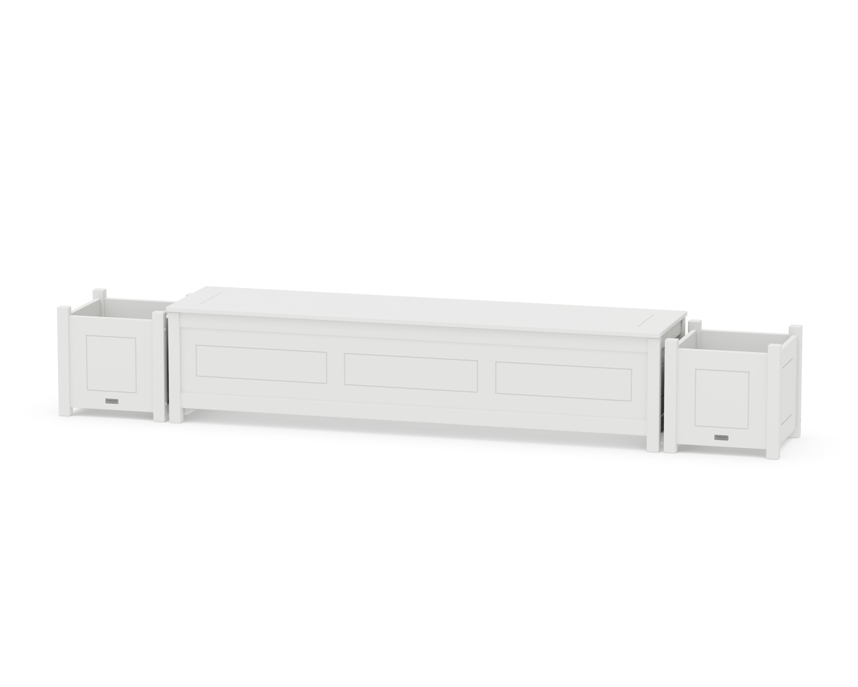 Country Living 72" Country Living Straight Planter Storage Bench Set in White