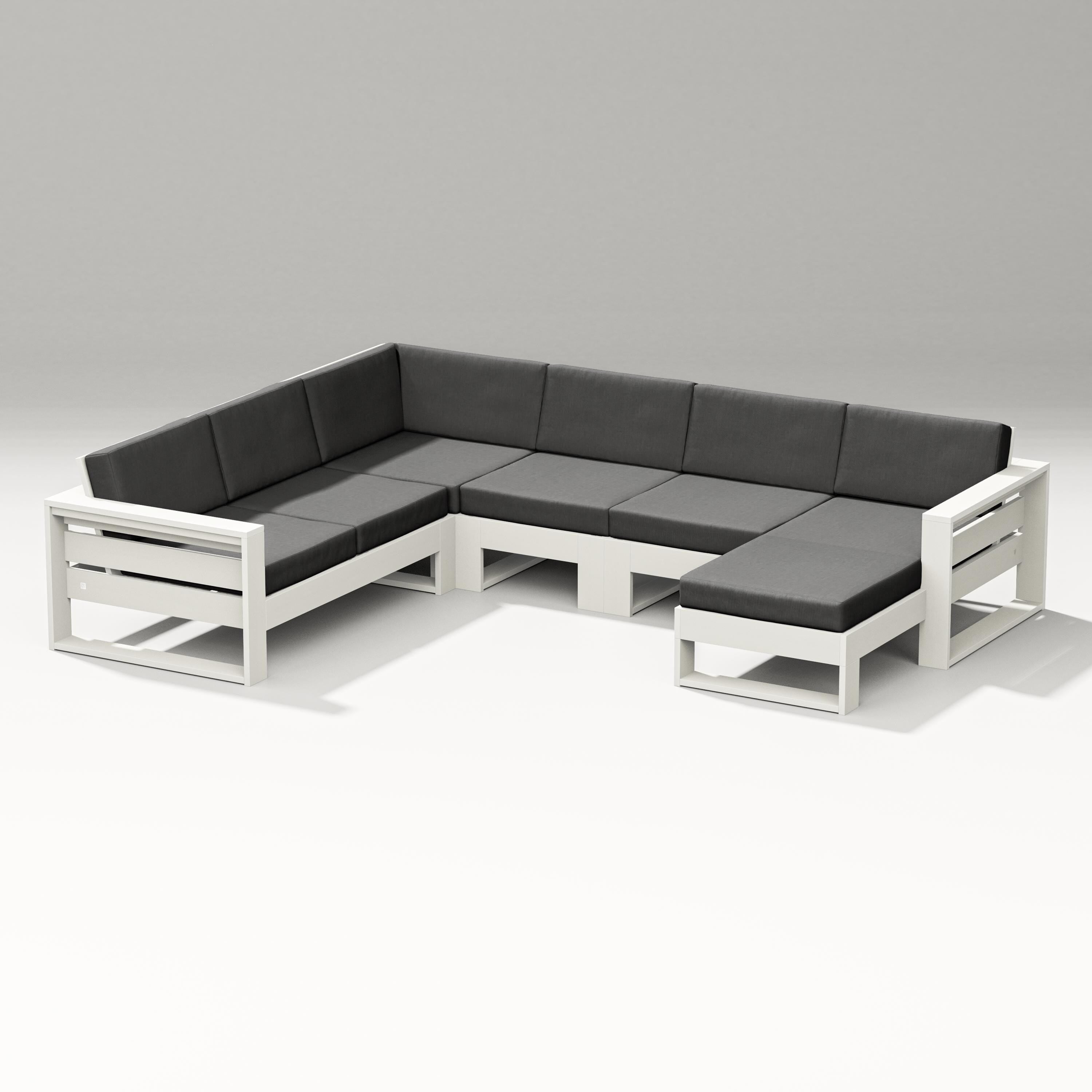 PW Designer Series Latitude Corner Sectional with Right Chaise in Vintage White / Spectrum Carbon