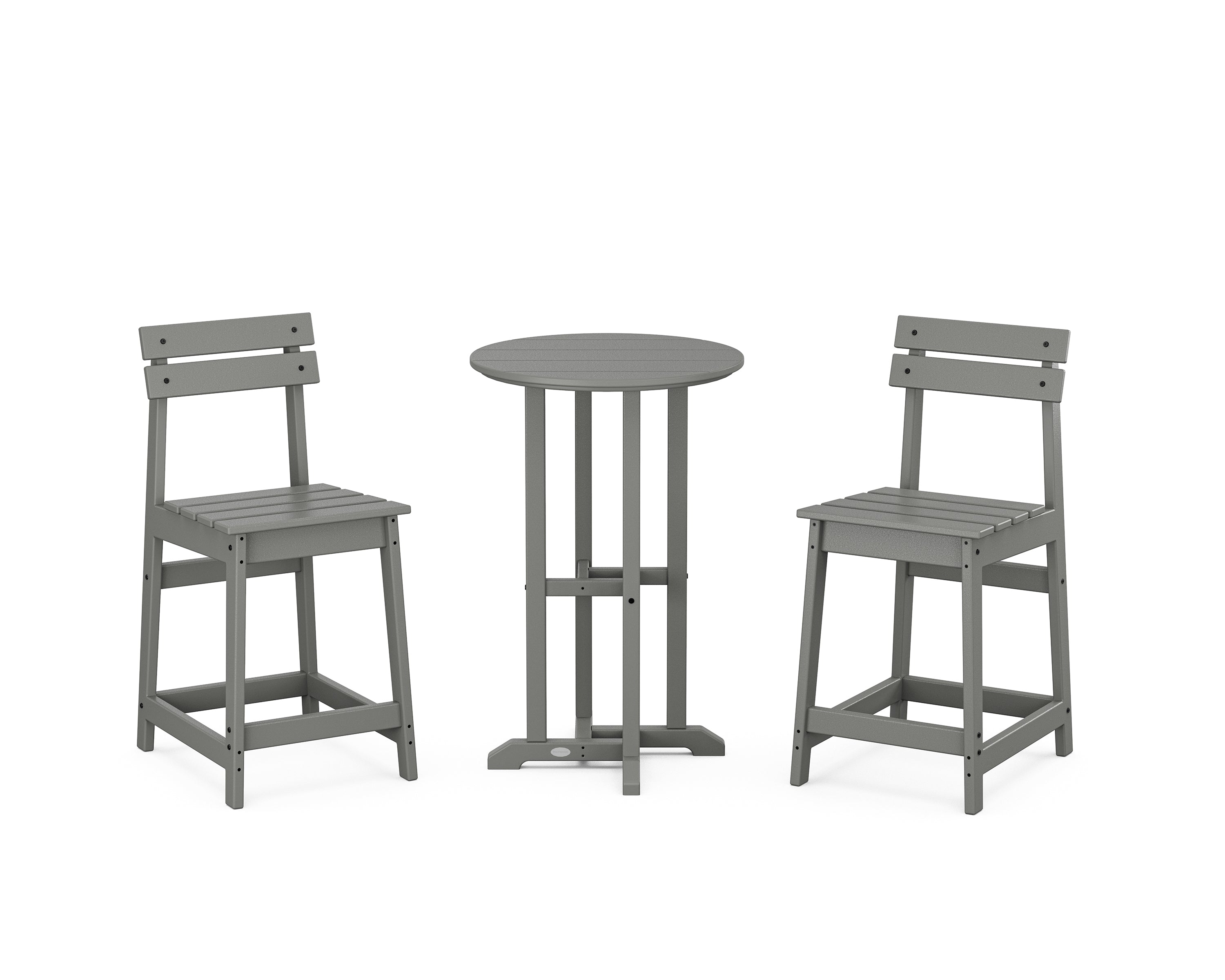 POLYWOOD Modern Studio Plaza 3-Piece Bistro Counter Set in Slate Grey