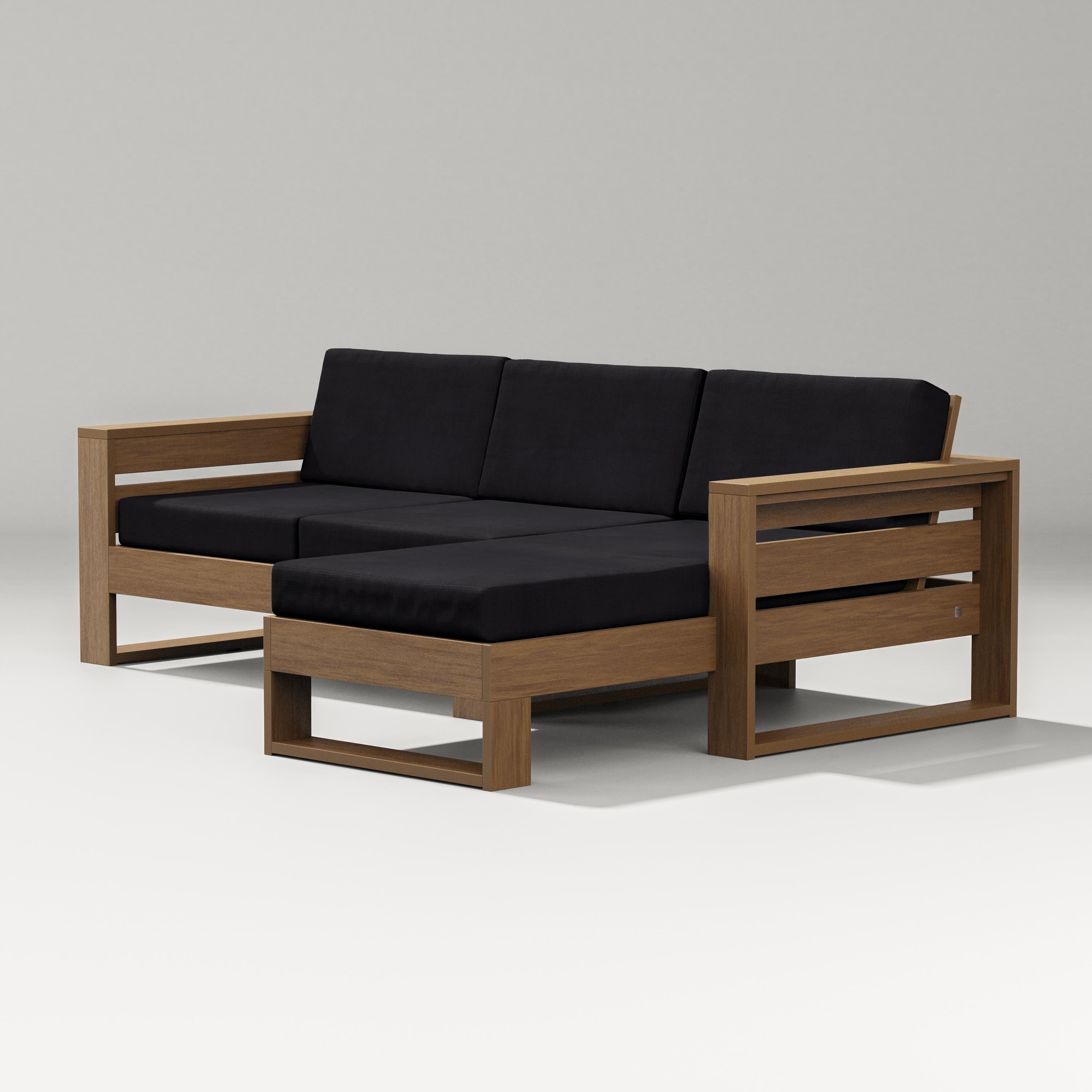 PW Designer Series Latitude Right Chaise Sectional in Natural / Midnight Linen