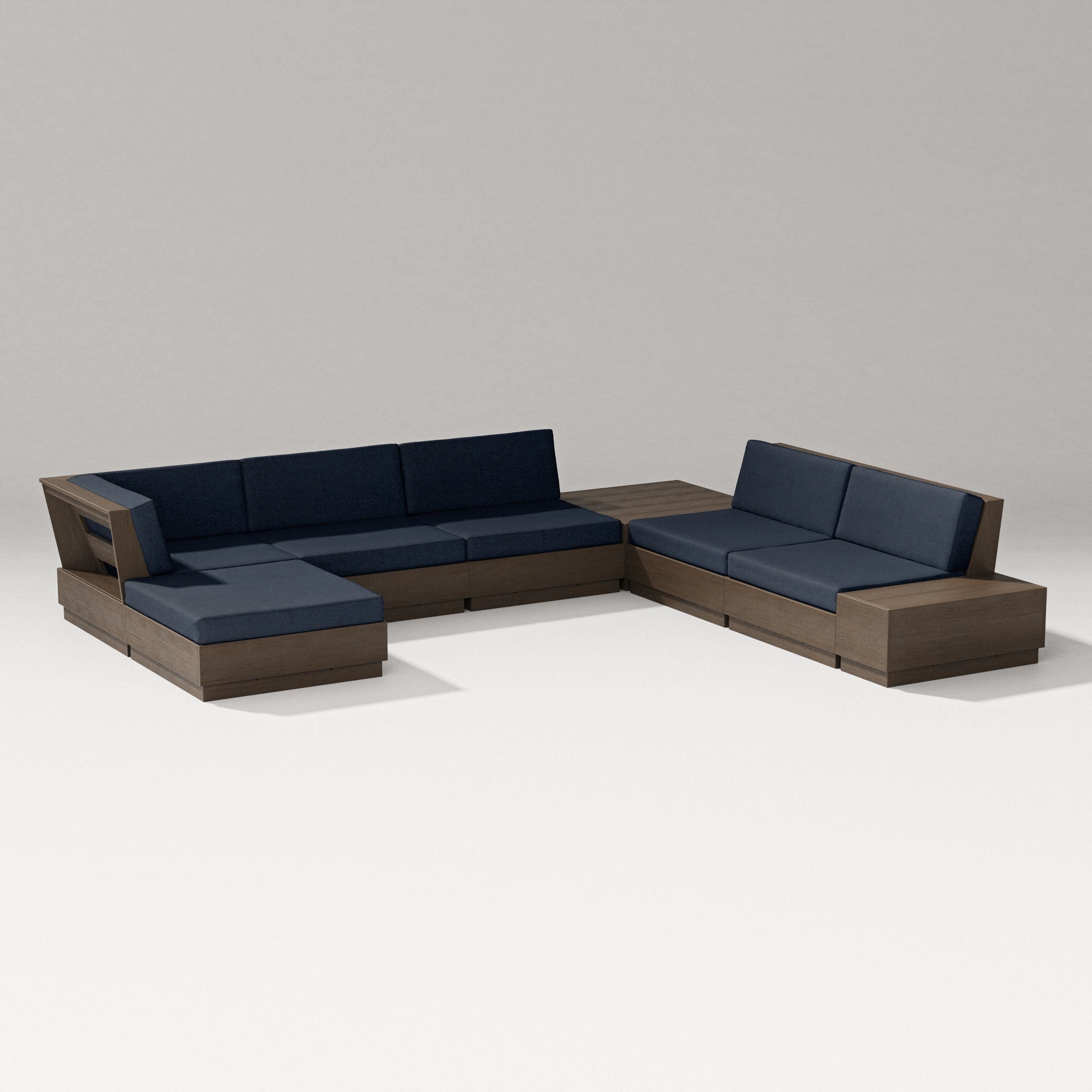 PW Designer Series Elevate 8-Piece Corner Sectional in Kona / Marine Indigo
