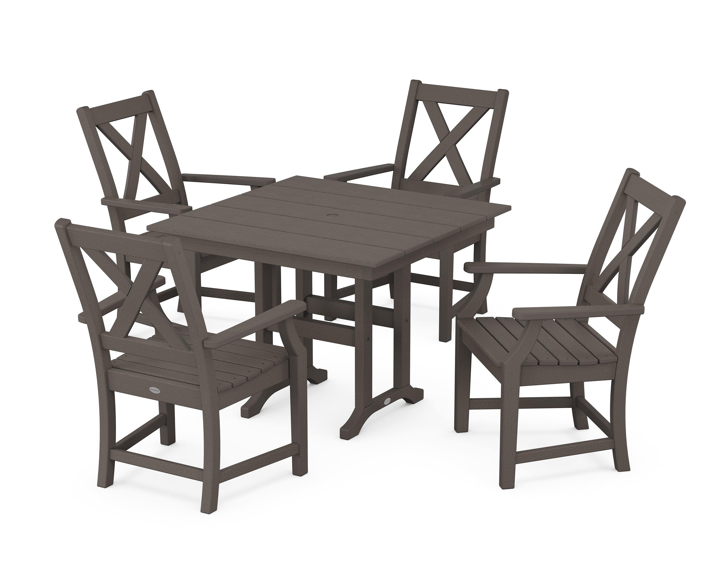 POLYWOOD® Braxton 5-Piece Farmhouse Dining Set in Vintage Coffee