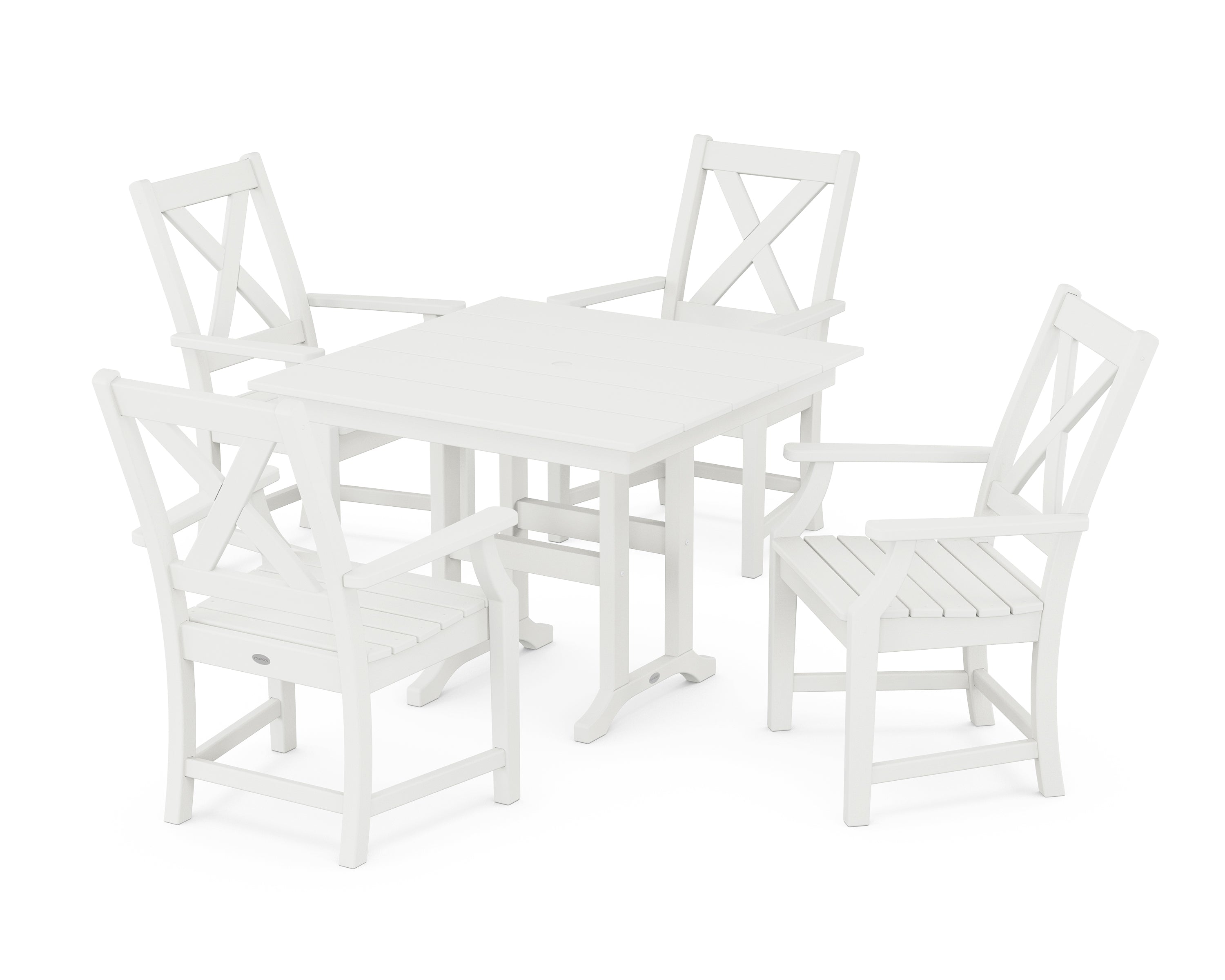 POLYWOOD® Braxton 5-Piece Farmhouse Dining Set in Vintage White