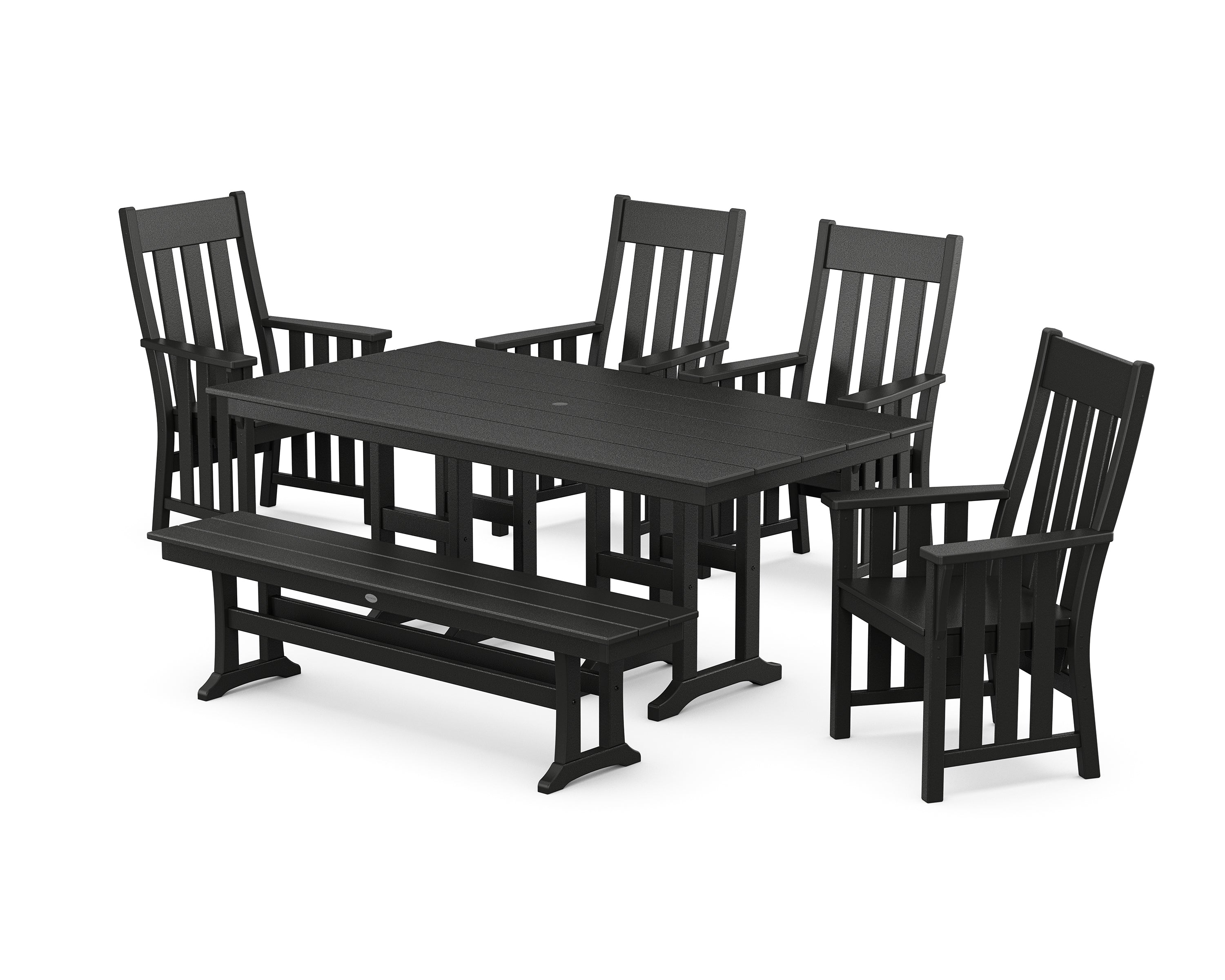 Martha Stewart by POLYWOOD® Acadia 6-Piece Farmhouse Dining Set with Bench in Black