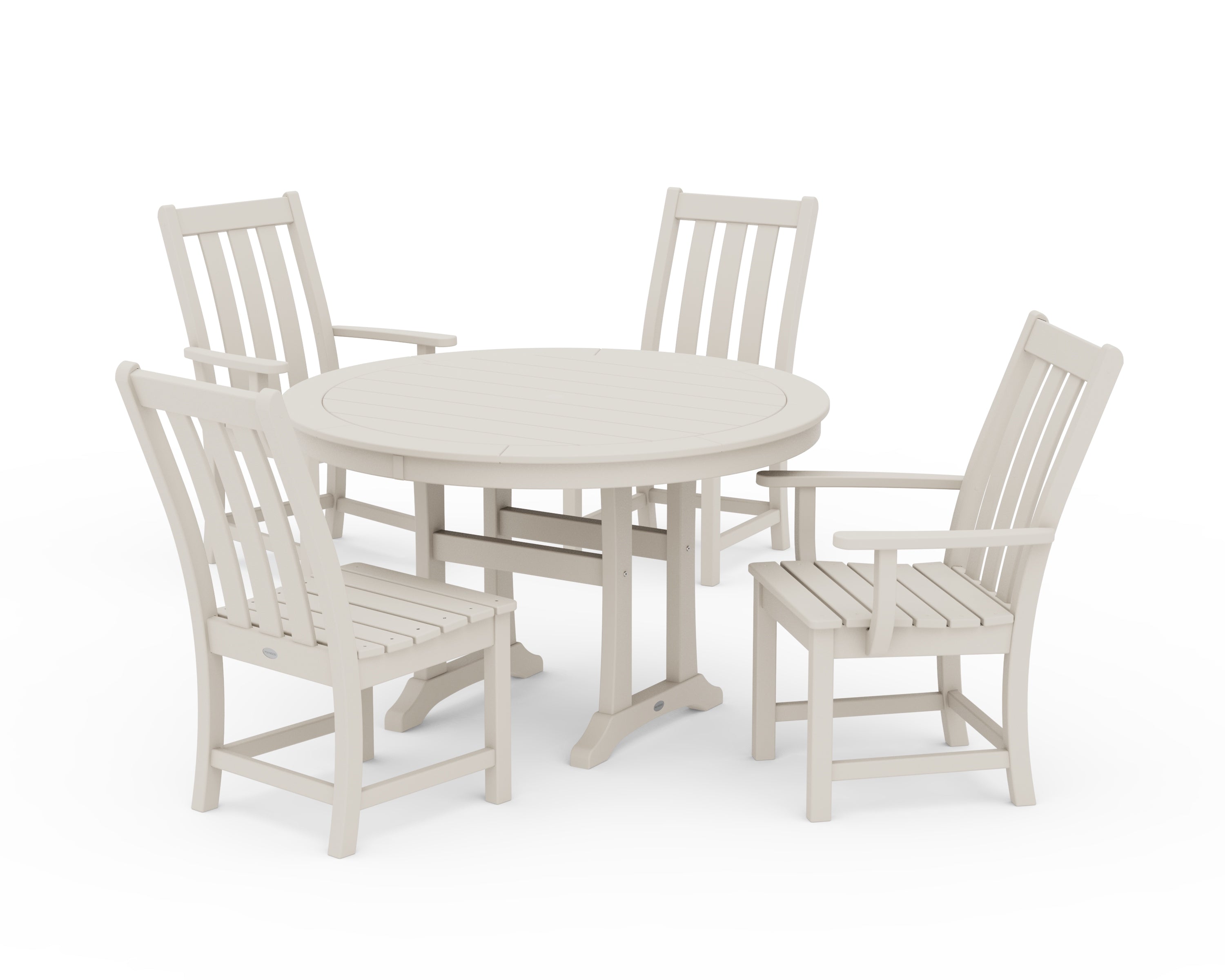 POLYWOOD Vineyard 5-Piece Nautical Trestle Dining Set in Sand