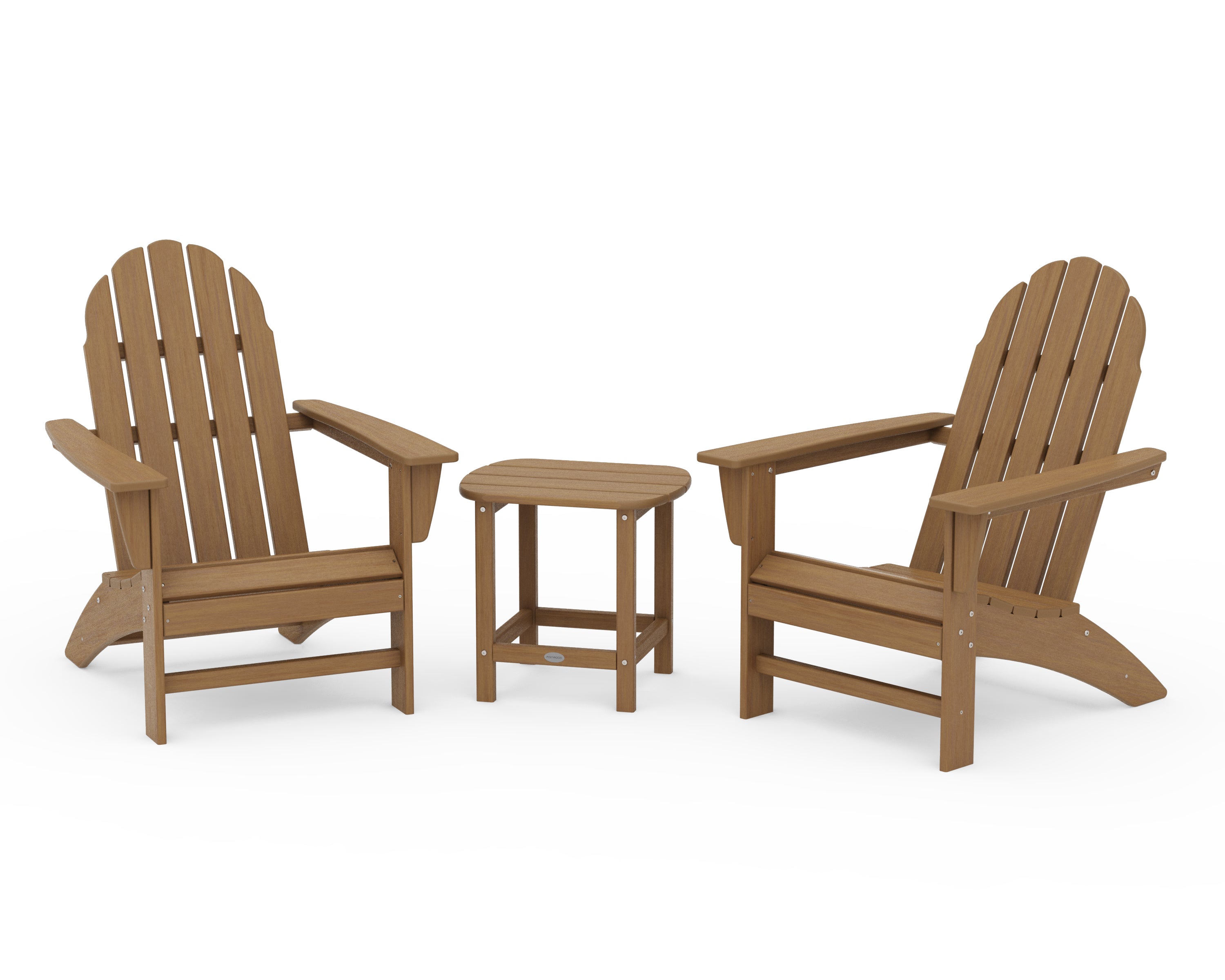 POLYWOOD Vineyard 3-Piece Adirondack Set with South Beach 18" Side Table in Natural