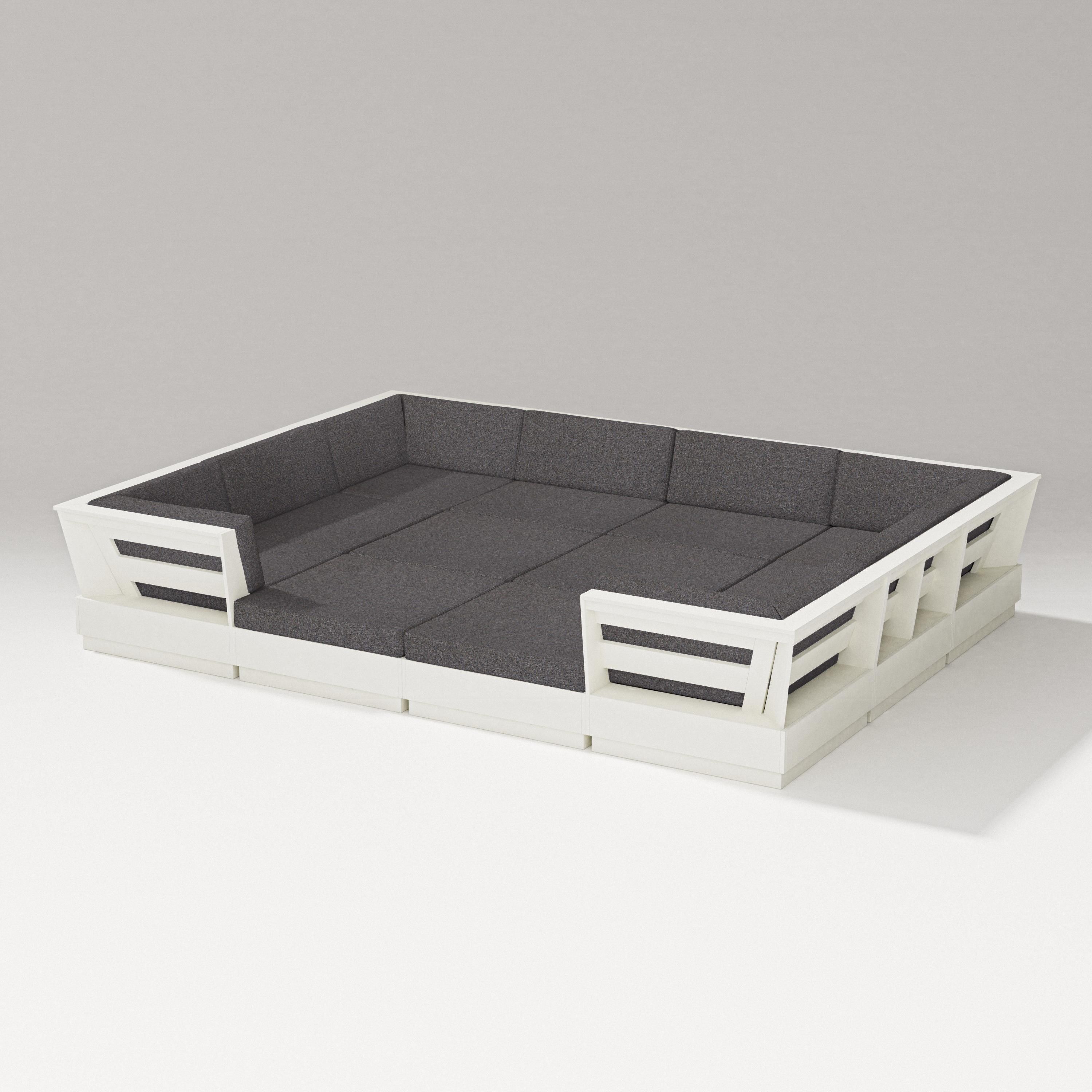 PW Designer Series Elevate 12-Piece Pit Sectional in Vintage White / Ash Charcoal