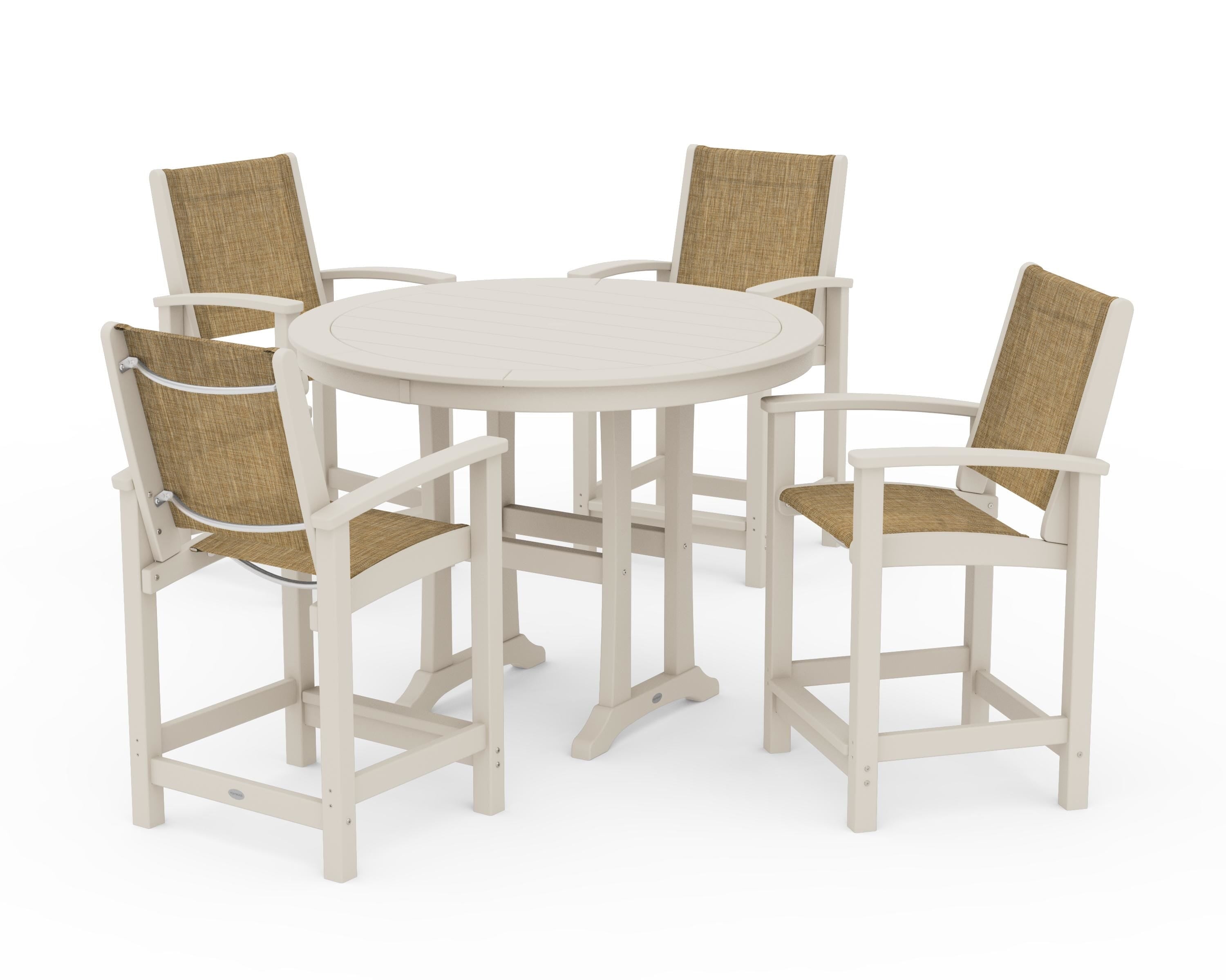 POLYWOOD Coastal 5-Piece Counter Set in Sand / Burlap Sling