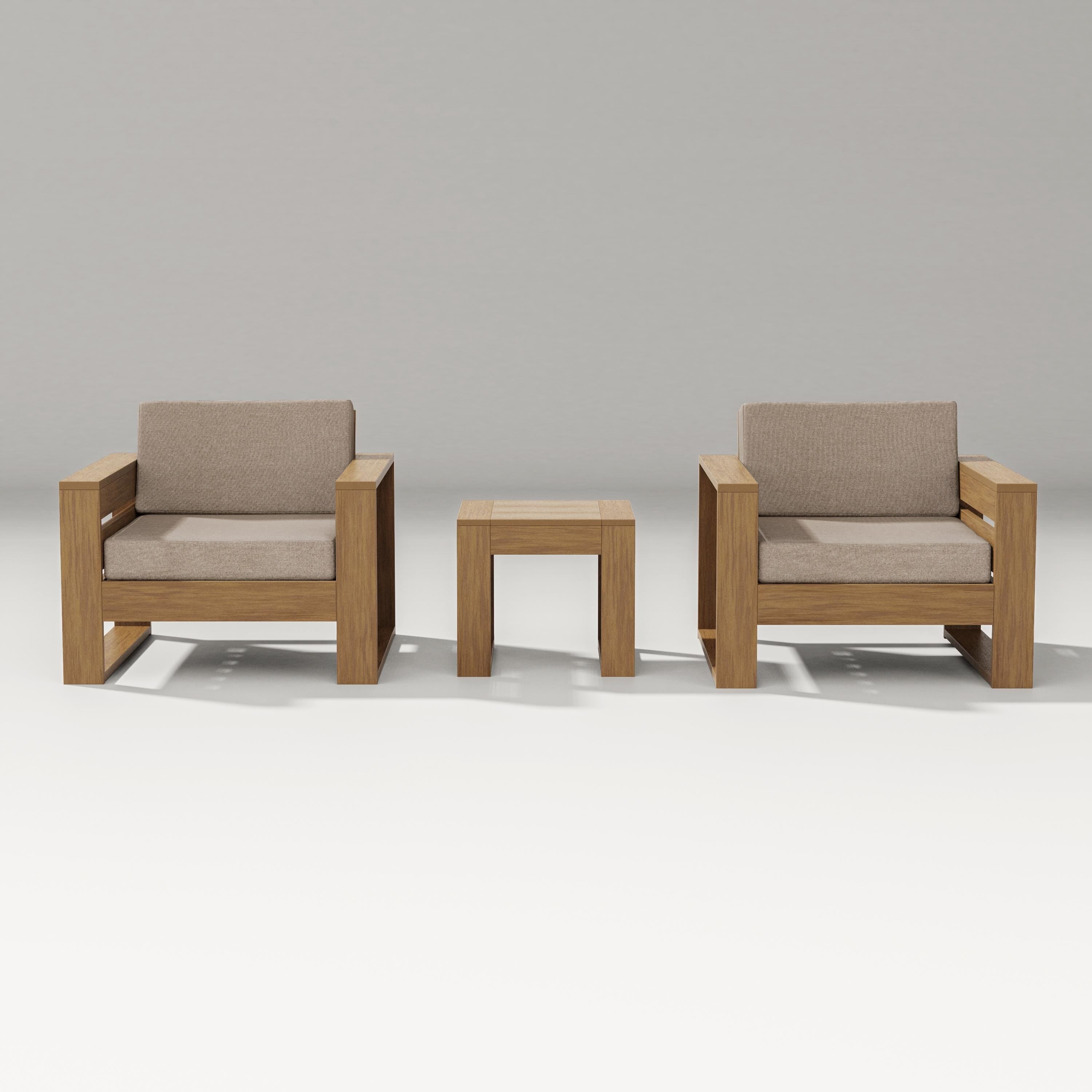 PW Designer Series Latitude 3-Piece Lounge Chair Set in Natural / Spiced Burlap