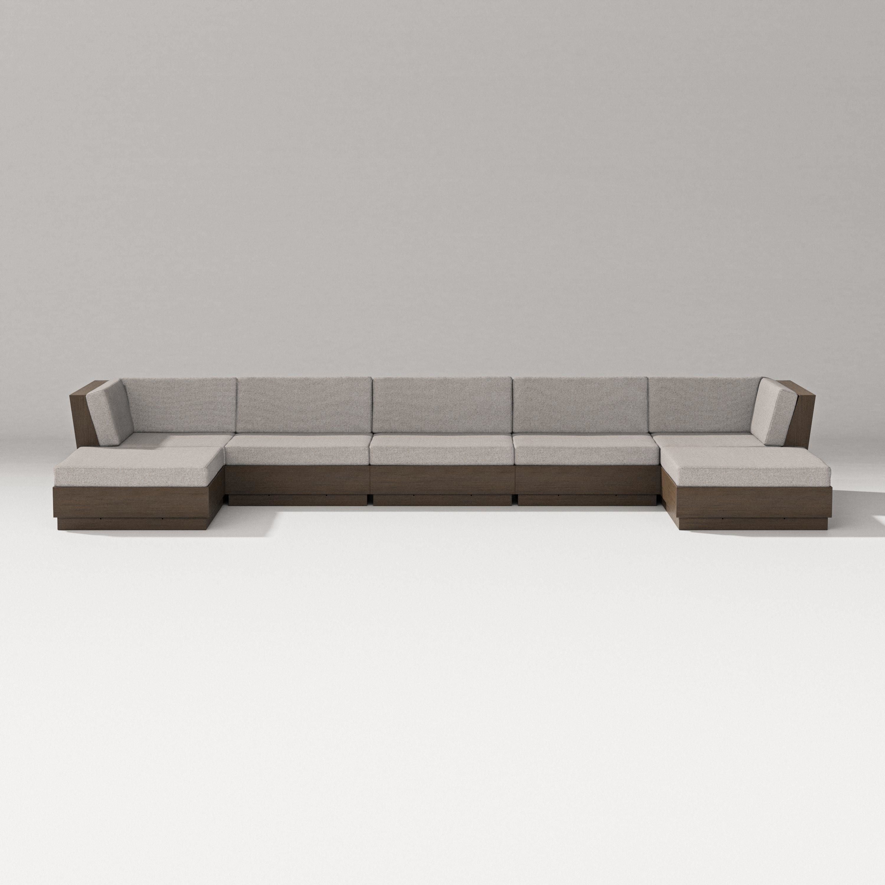 PW Designer Series Elevate 7-Piece Double Chaise Sectional in Kona / Weathered Tweed