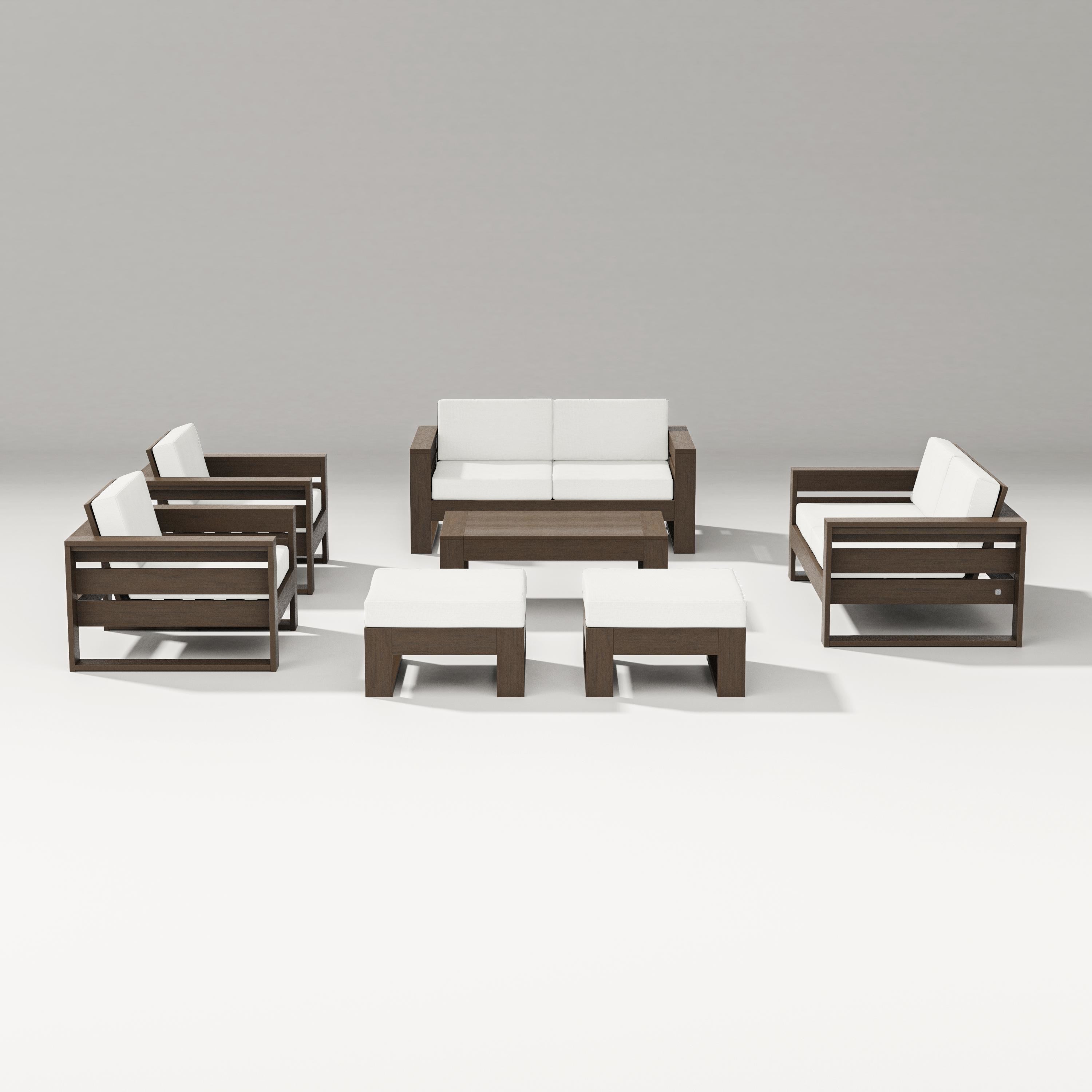 PW Designer Series Latitude 7-Piece Lounge Loveseat Set in Kona / Natural Linen