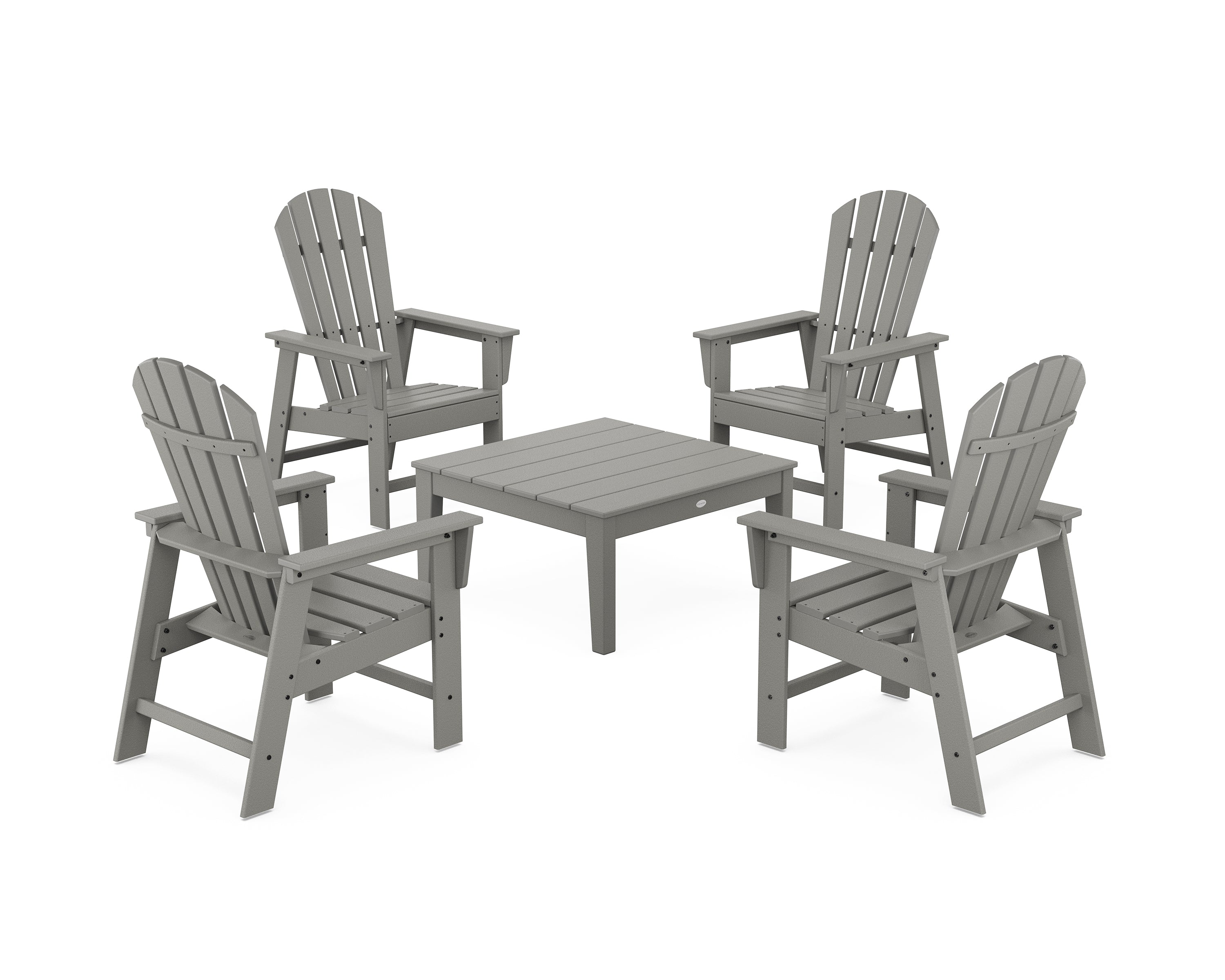 POLYWOOD® 5-Piece South Beach Casual Chair Conversation Set with 36" Conversation Table in Slate Grey
