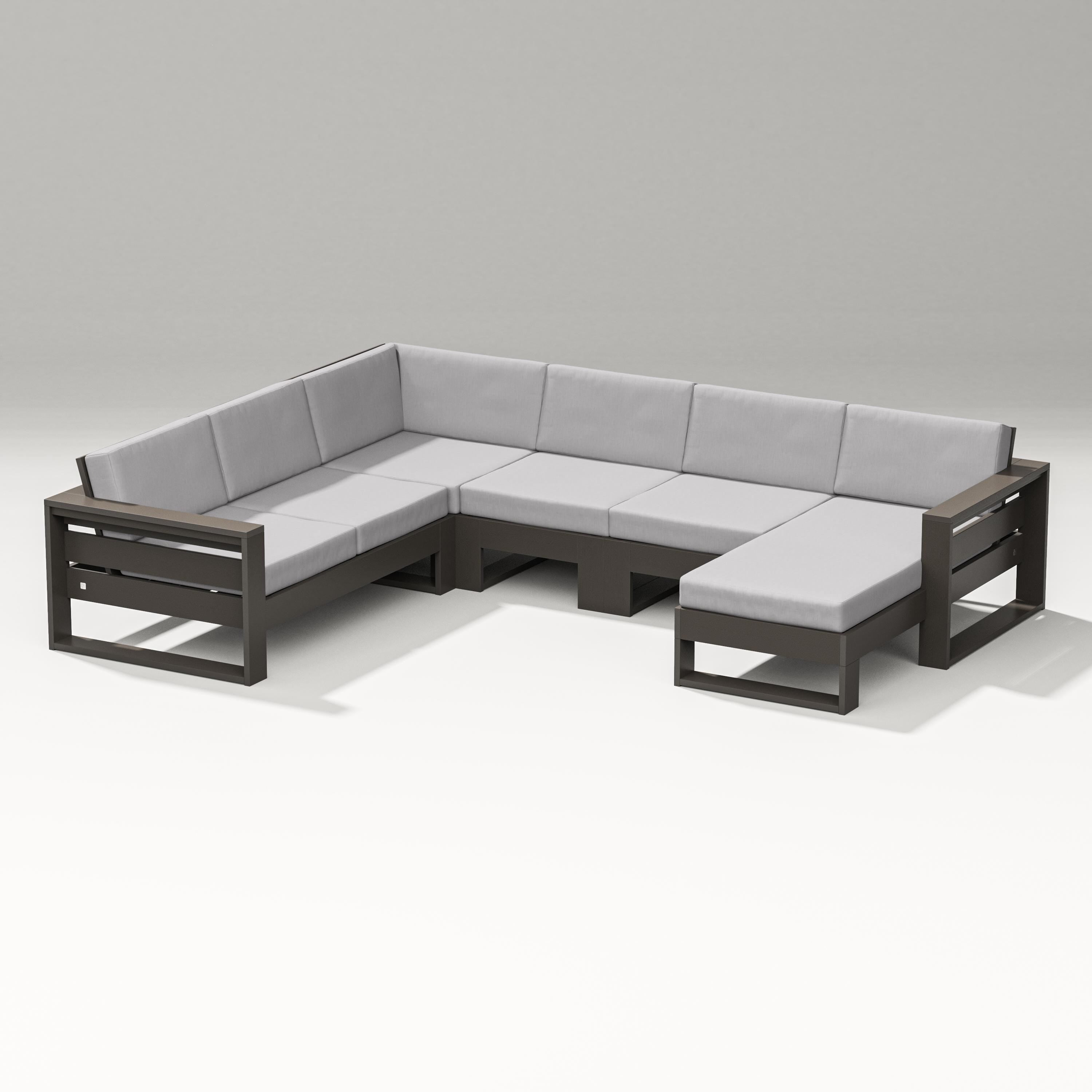 PW Designer Series Latitude Corner Sectional with Right Chaise in Vintage Coffee / Granite