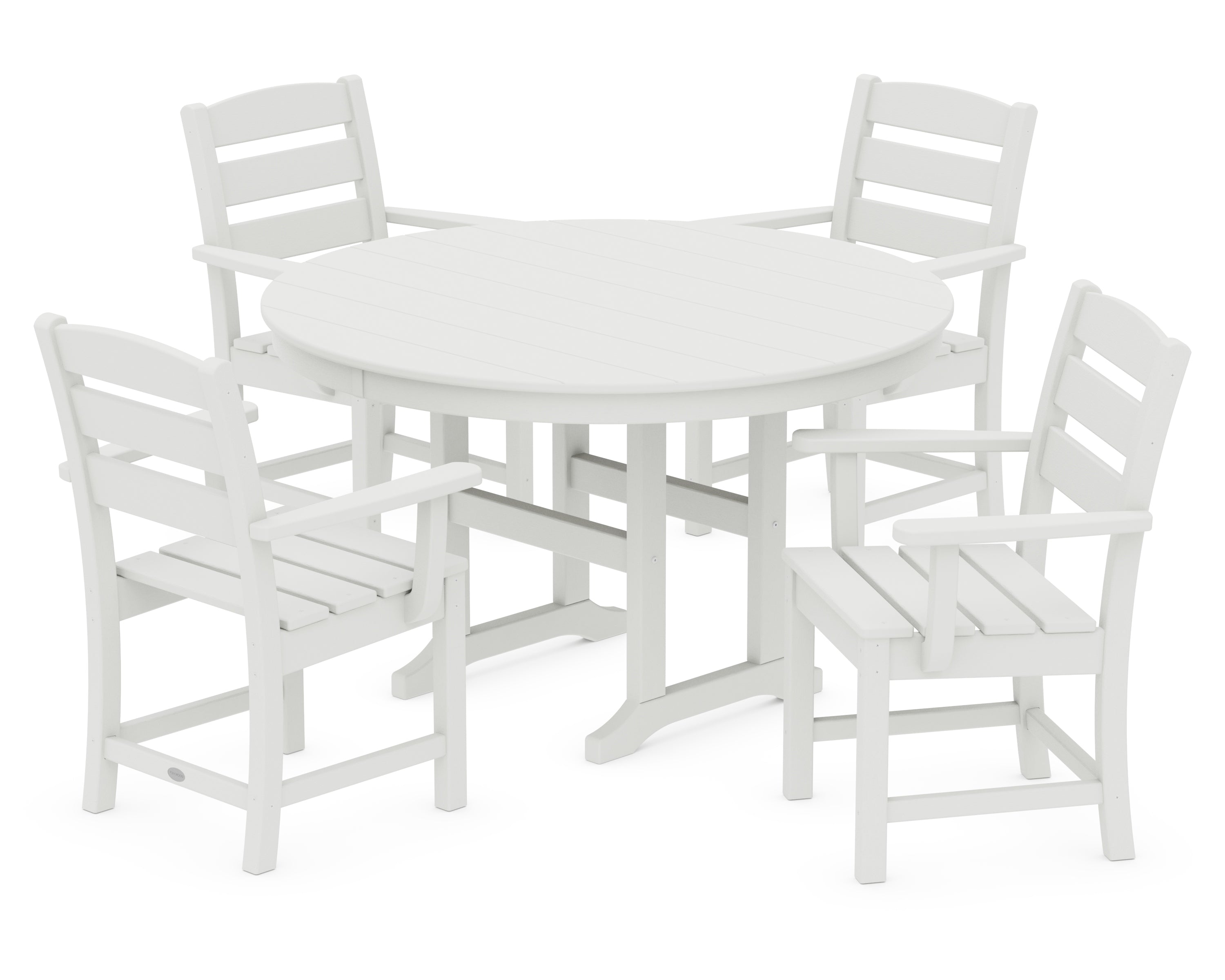 POLYWOOD Lakeside 5-Piece Round Farmhouse Dining Set in Vintage White