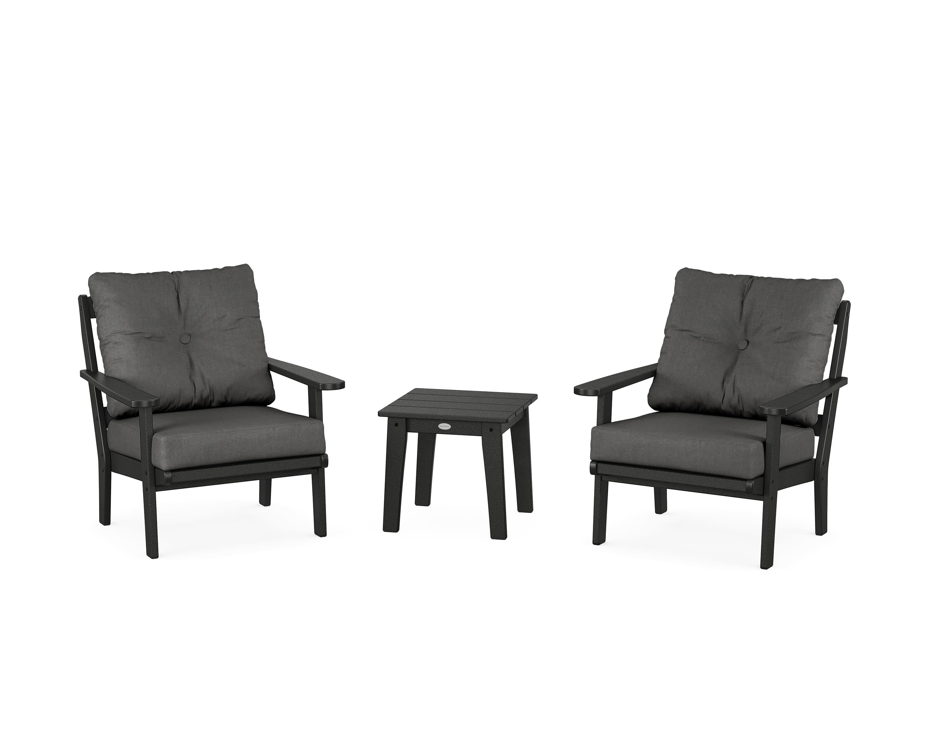 POLYWOOD Mission 3-Piece Deep Seating Set in Black / Spectrum Carbon
