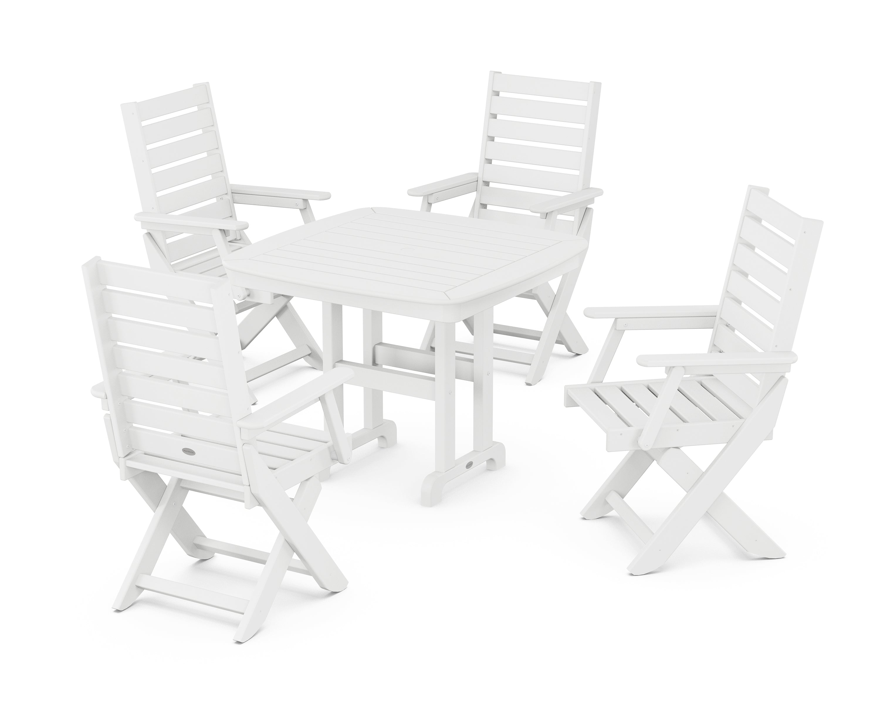 POLYWOOD® Captain Folding Chair 5-Piece Dining Set in White