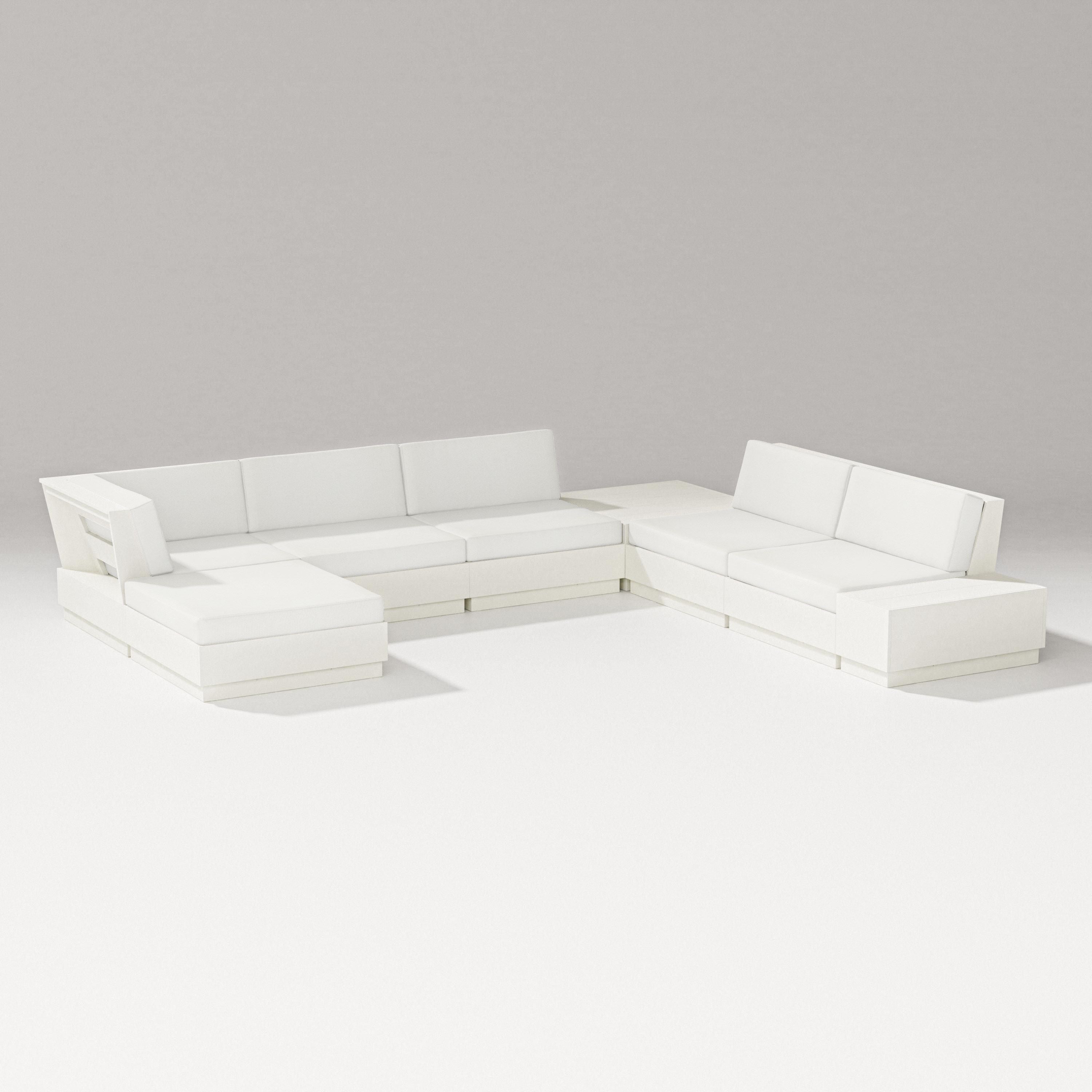PW Designer Series Elevate 8-Piece Corner Sectional in Vintage White / Natural Linen