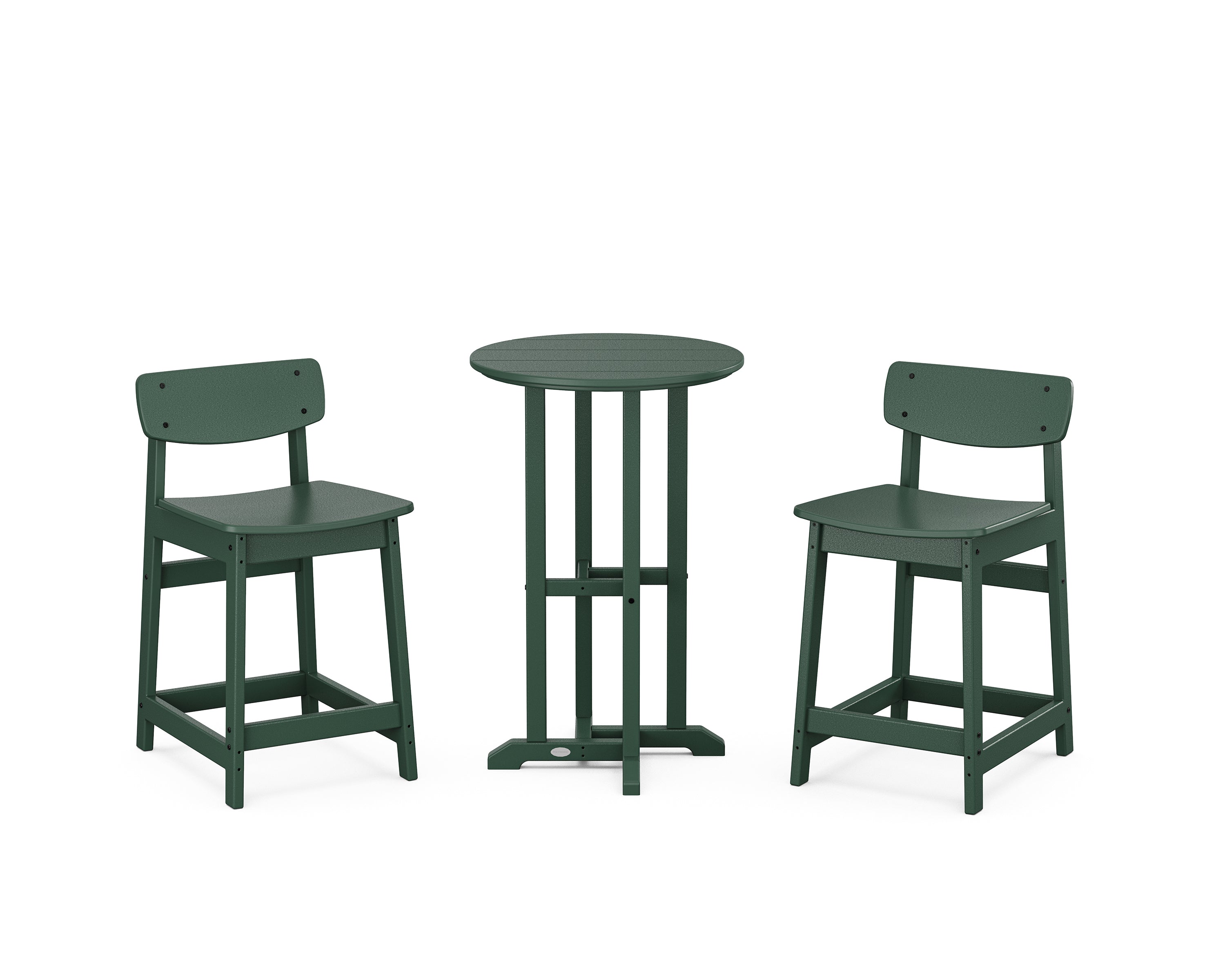 POLYWOOD Modern Studio Urban Lowback 3-Piece Bistro Counter Set in Green
