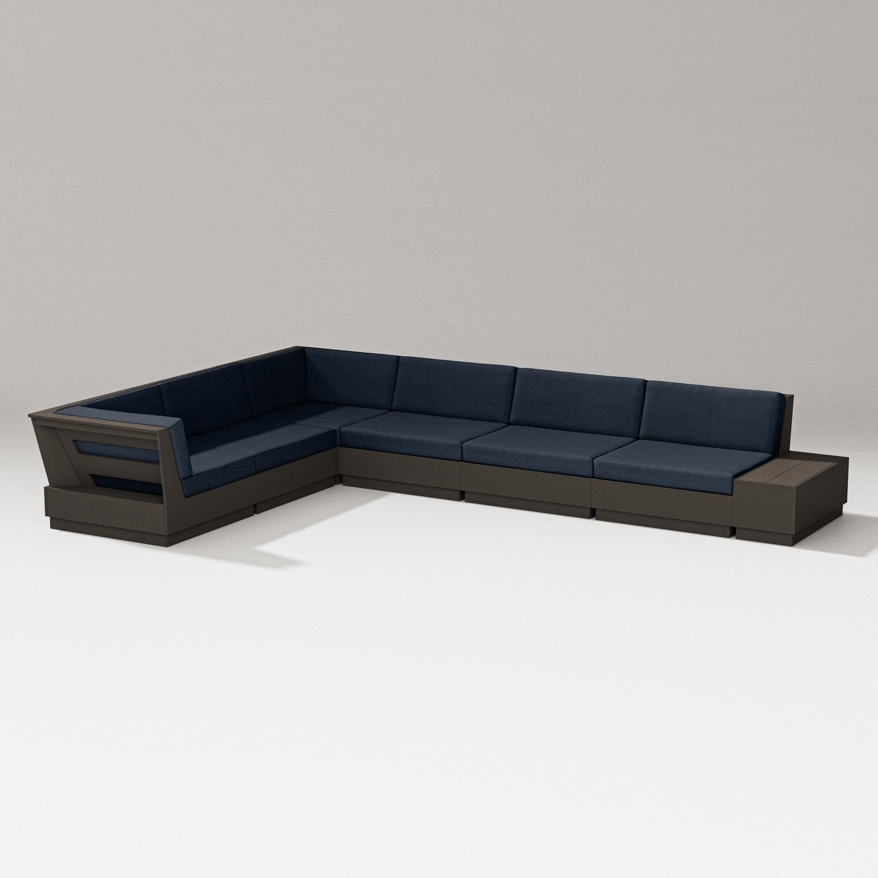 PW Designer Series Elevate 7-Piece Corner Sectional in Vintage Coffee / Marine Indigo