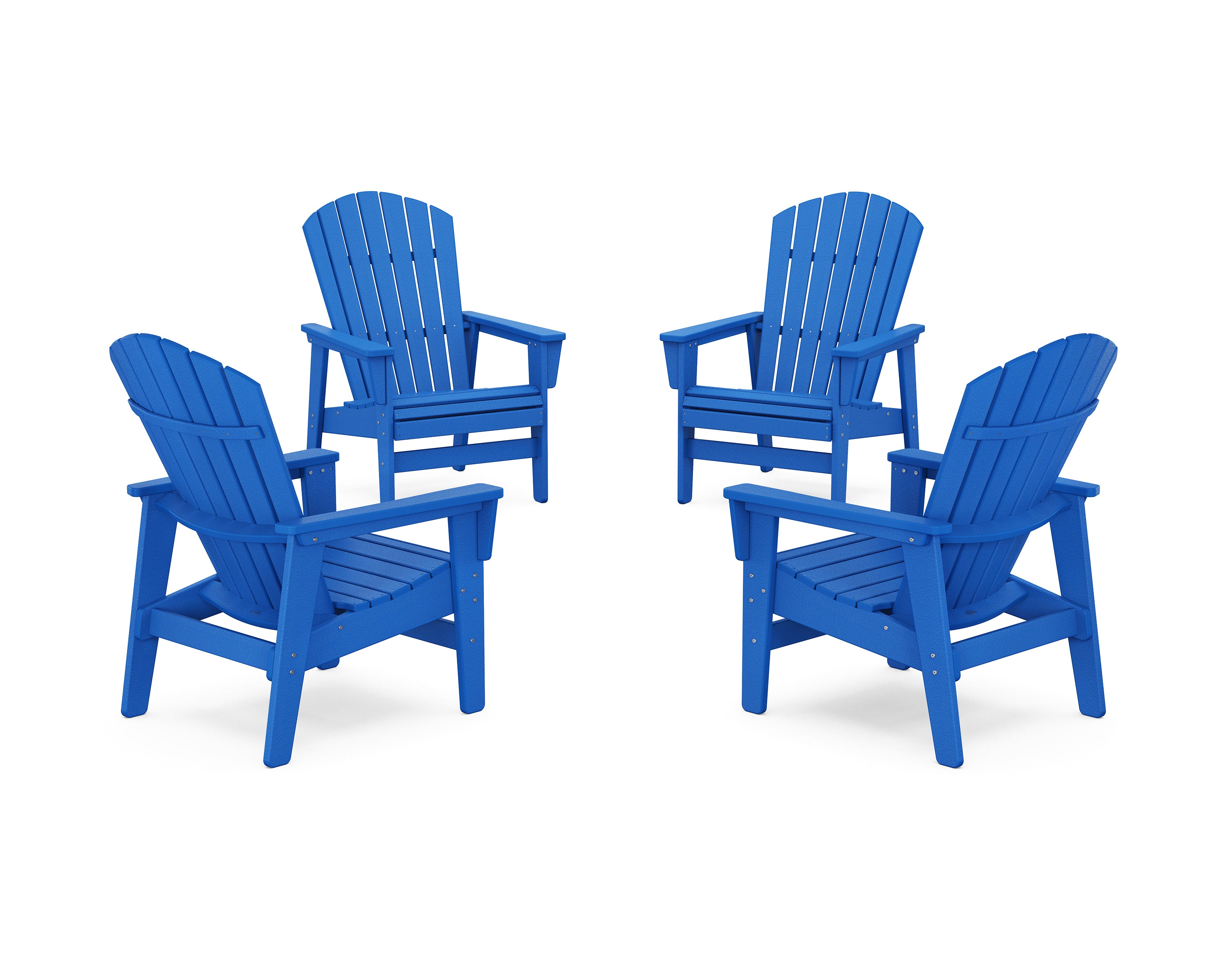 POLYWOOD® 4-Piece Nautical Grand Upright Adirondack Chair Conversation Set in Pacific Blue
