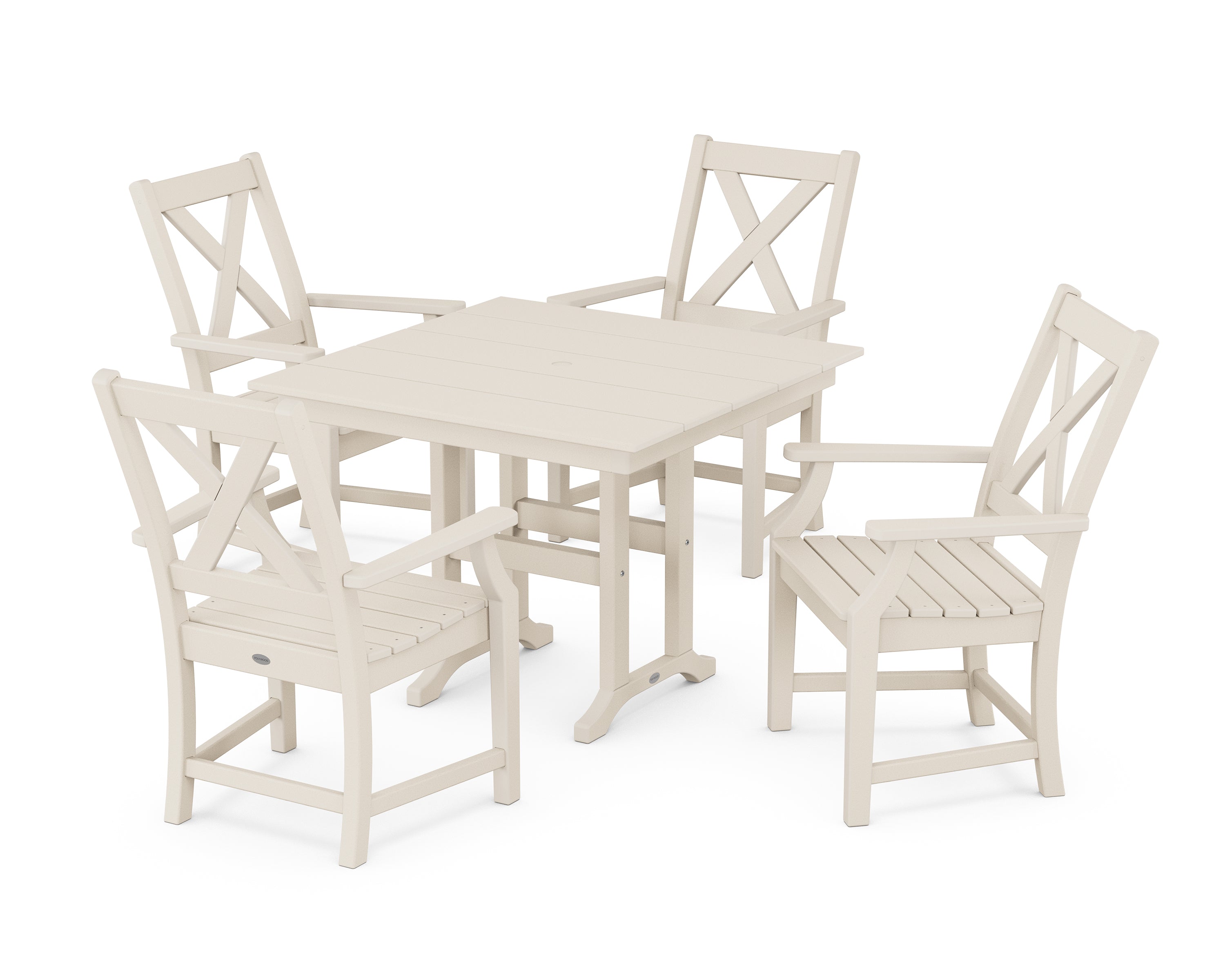 POLYWOOD® Braxton 5-Piece Farmhouse Dining Set in Sand